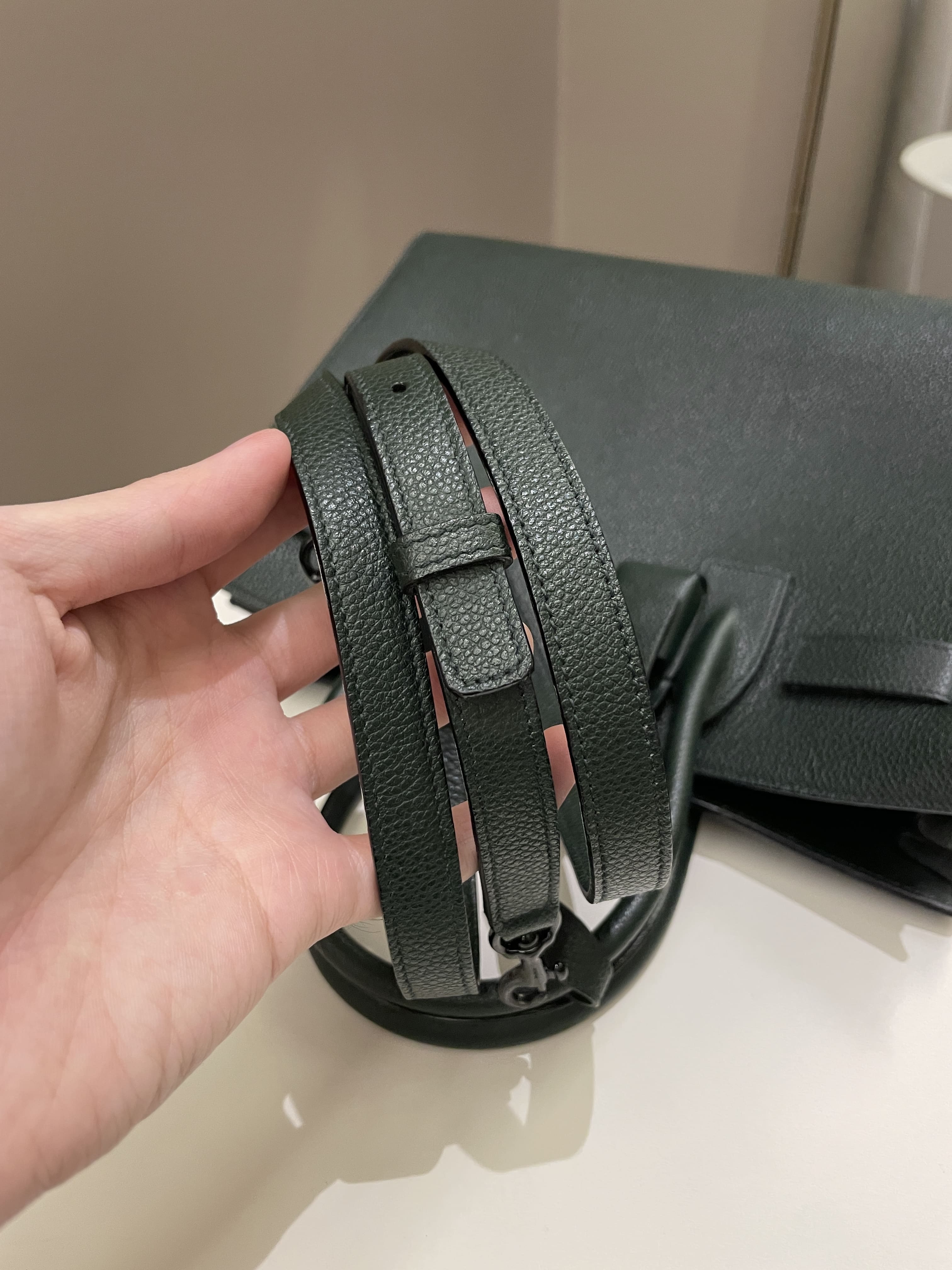 Saint Laurent Sac De Jour Dark Forest Grainy Leather