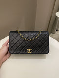 Chanel Vintage Quilted Full Flap Bag Black Lambskin