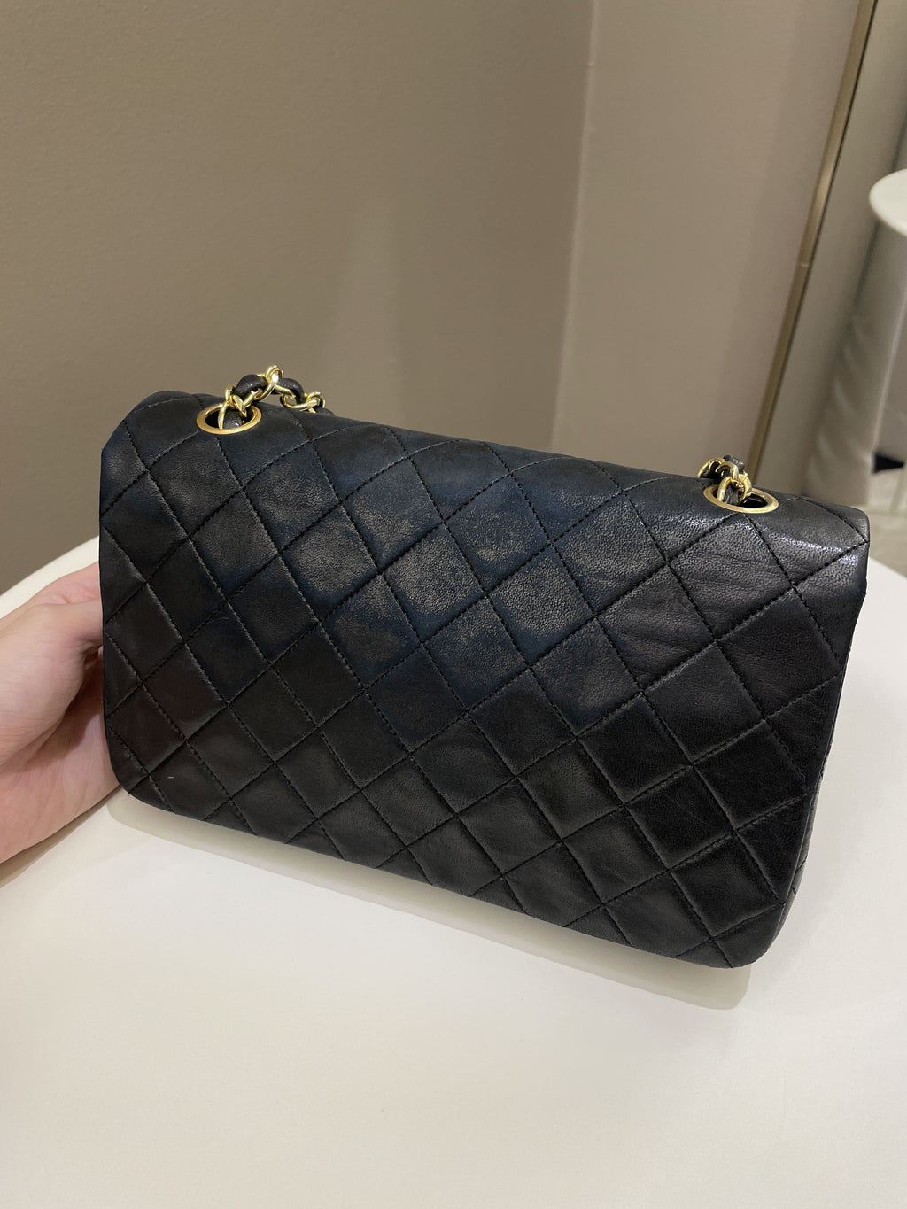 Chanel Vintage Quilted Full Flap Bag Black Lambskin
