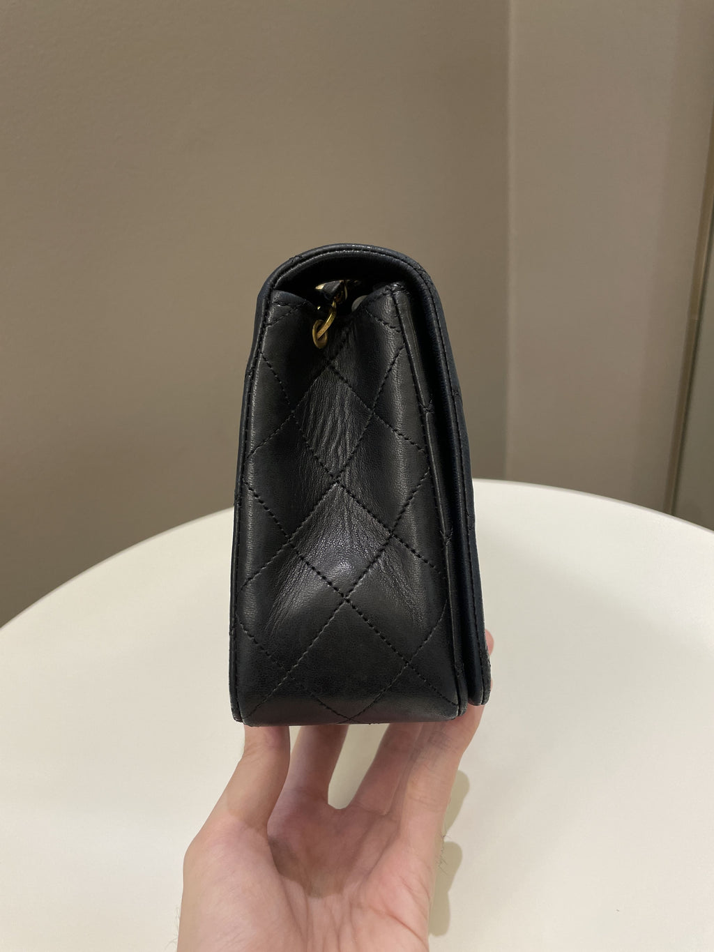 Chanel Vintage Quilted Full Flap Bag Black Lambskin