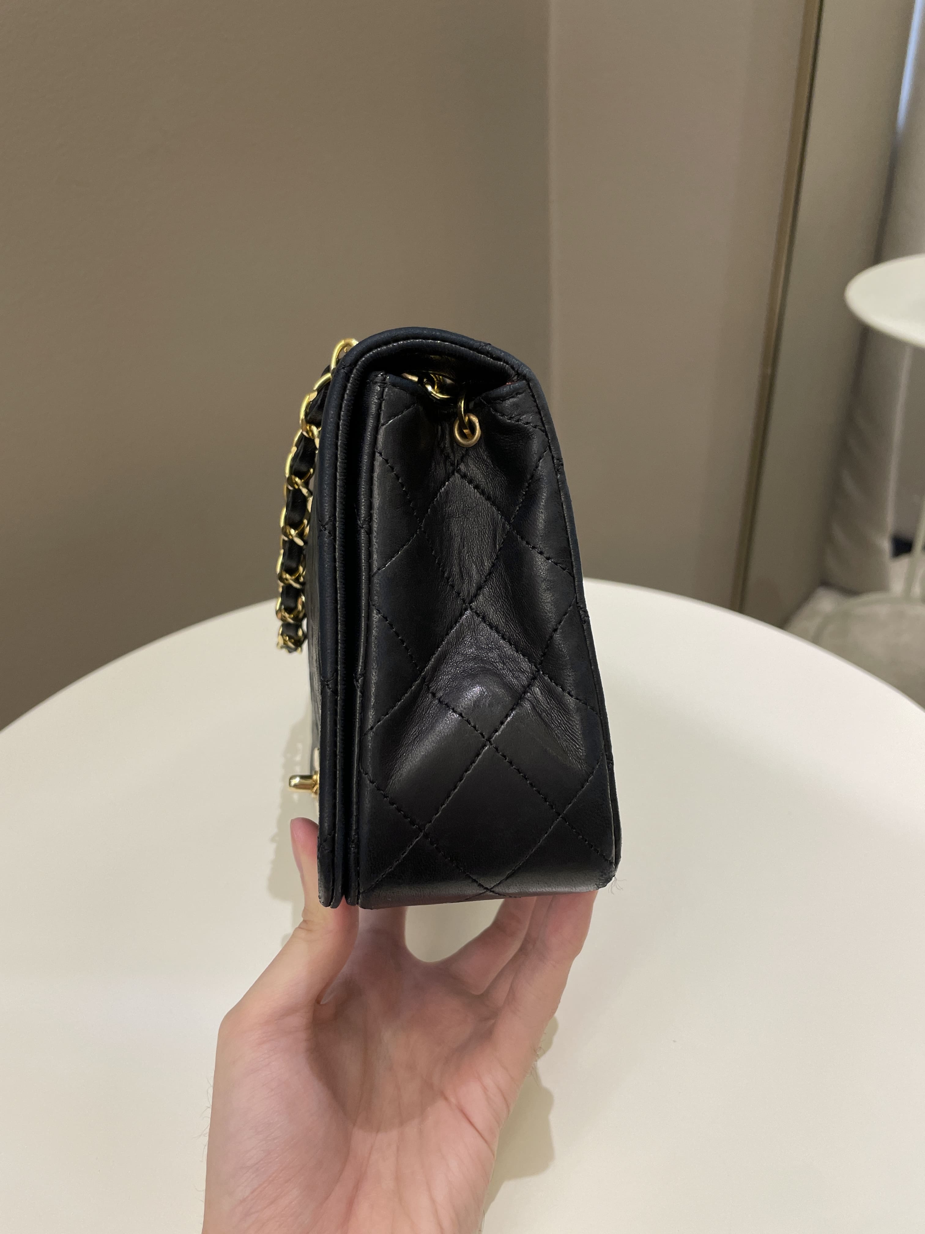 Chanel Vintage Quilted Full Flap Bag Black Lambskin