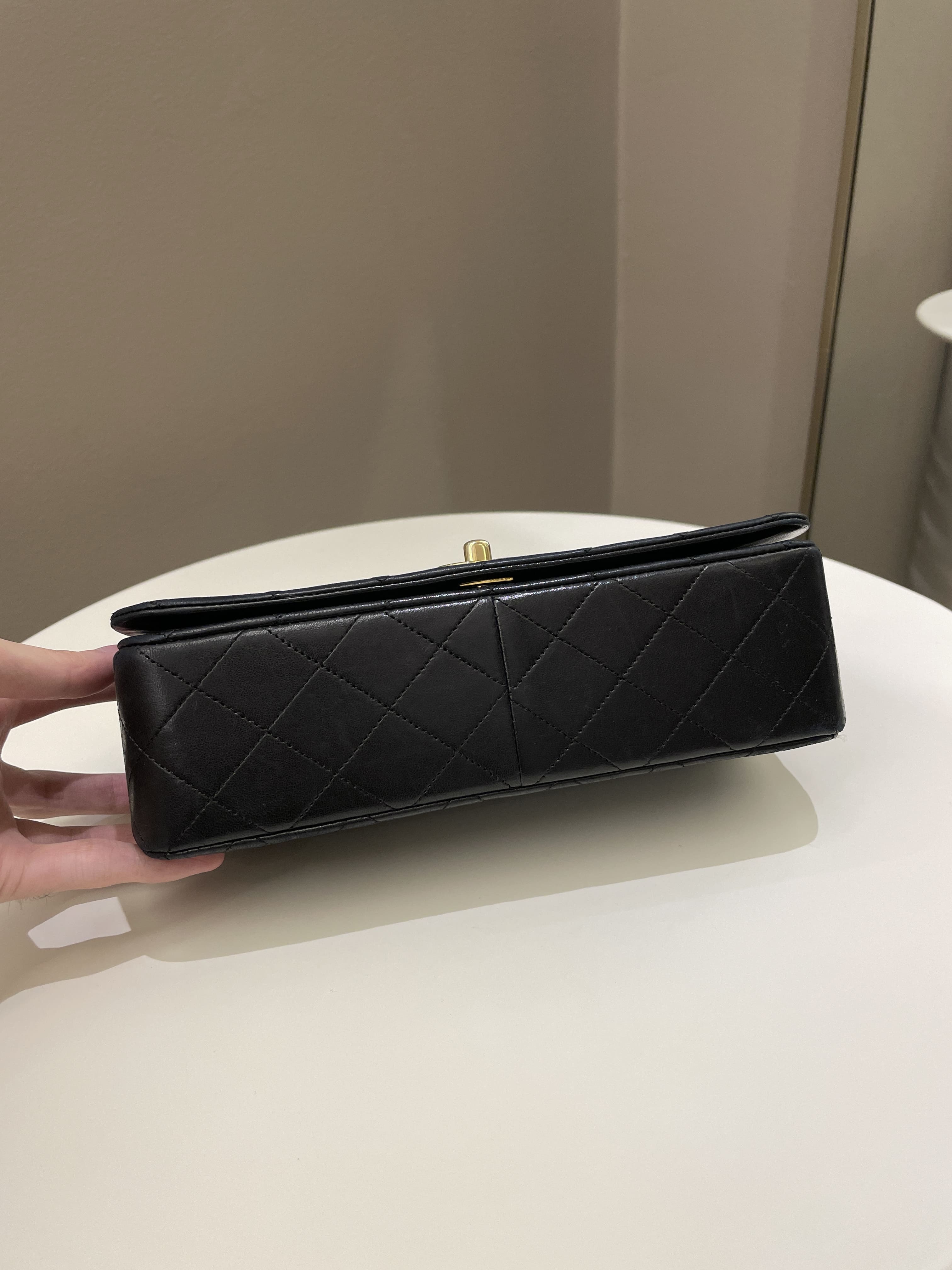 Chanel Vintage Quilted Full Flap Bag Black Lambskin