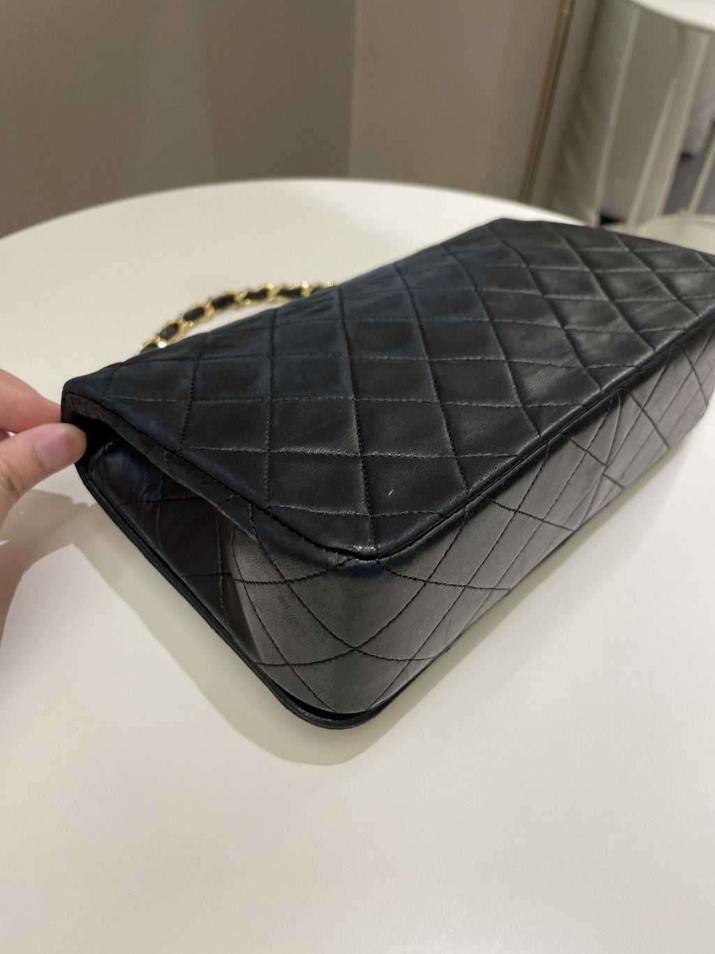 Chanel Vintage Quilted Full Flap Bag Black Lambskin
