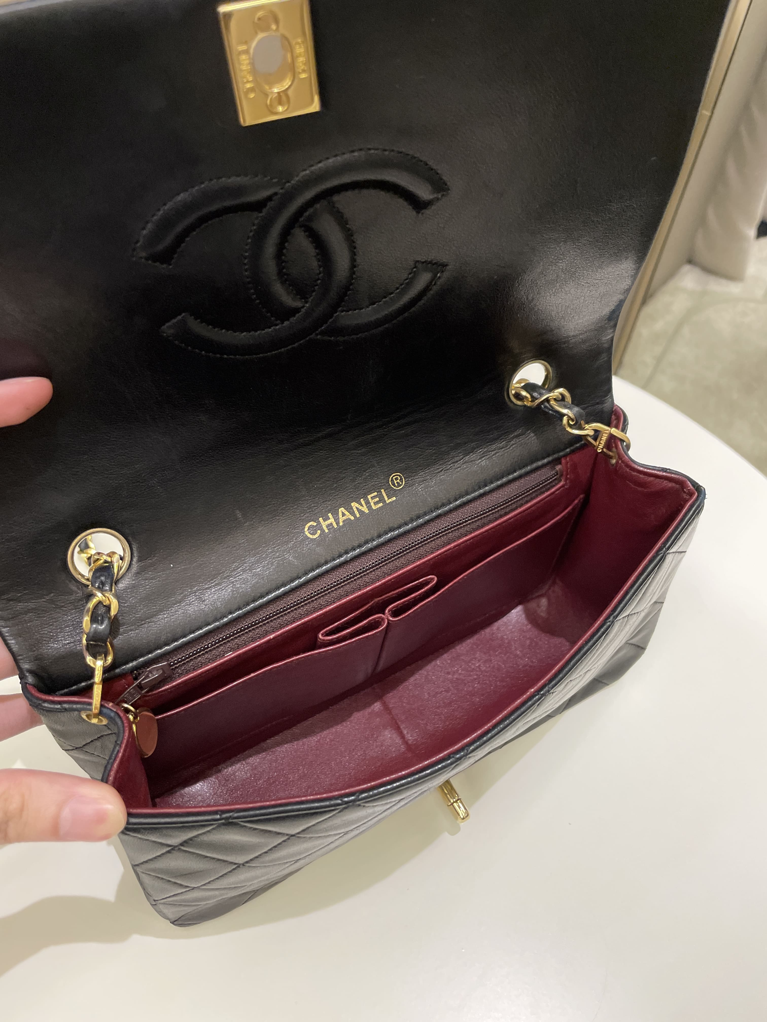 Chanel Vintage Quilted Full Flap Bag Black Lambskin