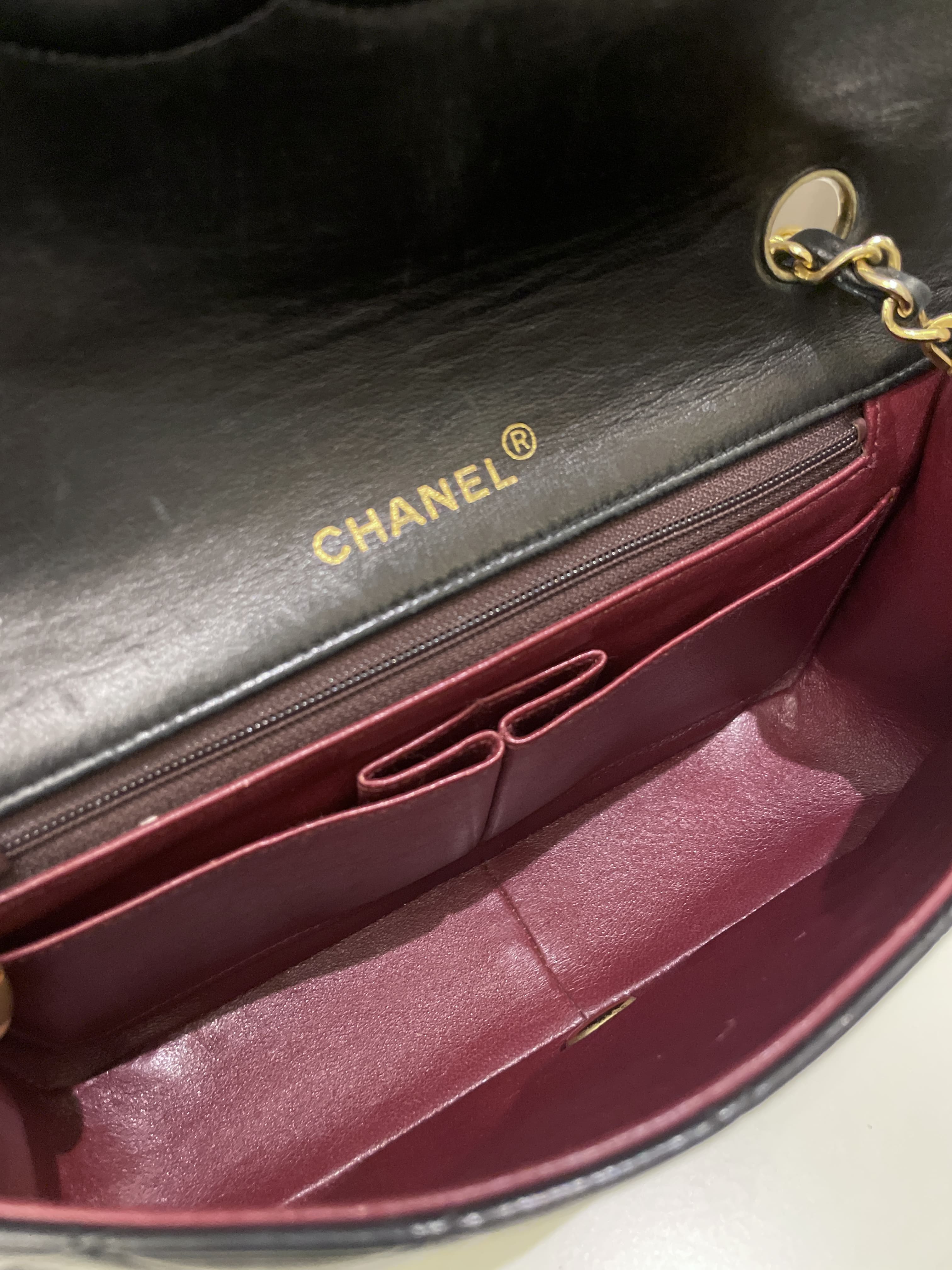 Chanel Vintage Quilted Full Flap Bag Black Lambskin