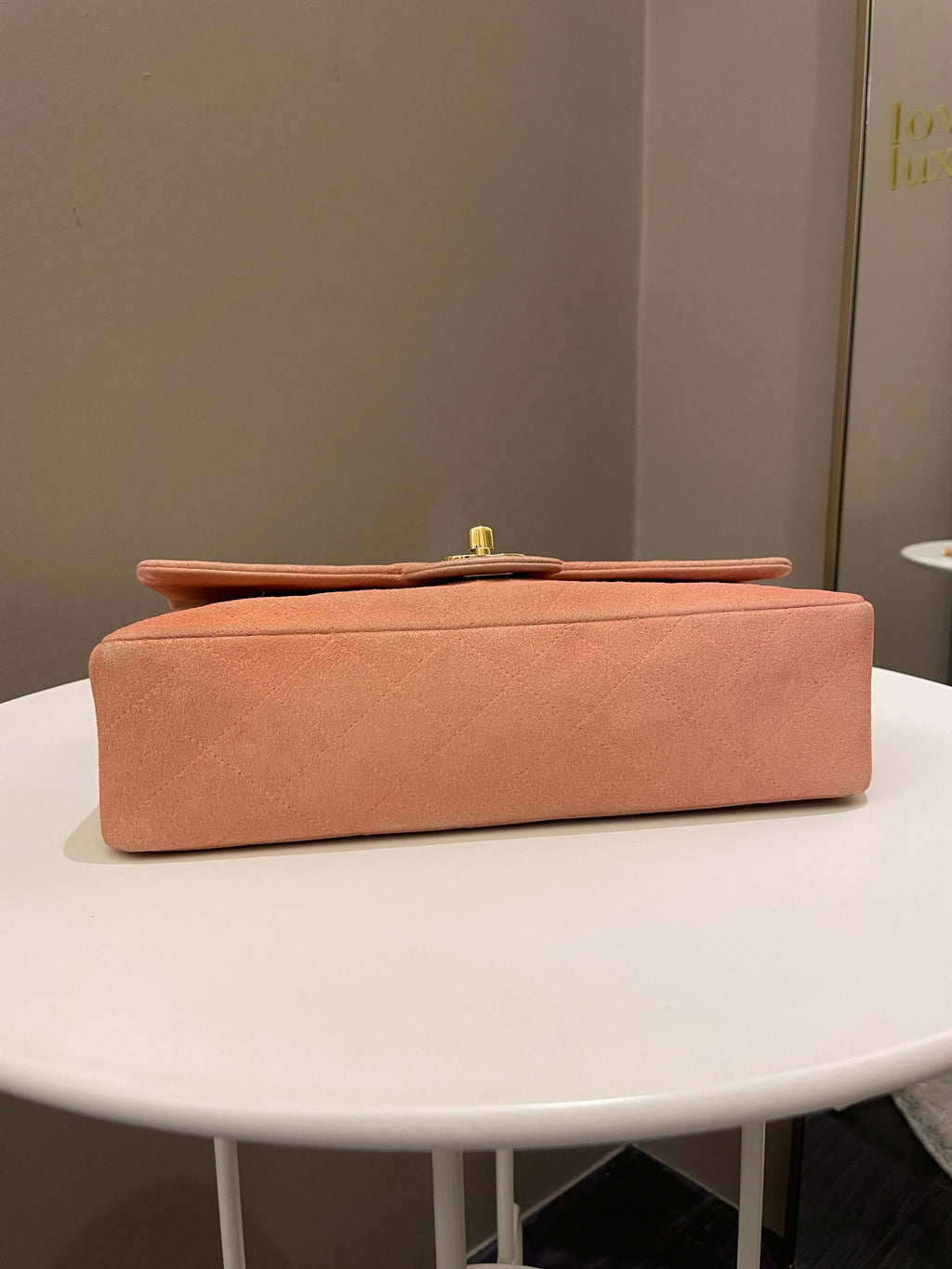 Chanel Vintage Classic Quilted Medium Flap Nude pink Suede