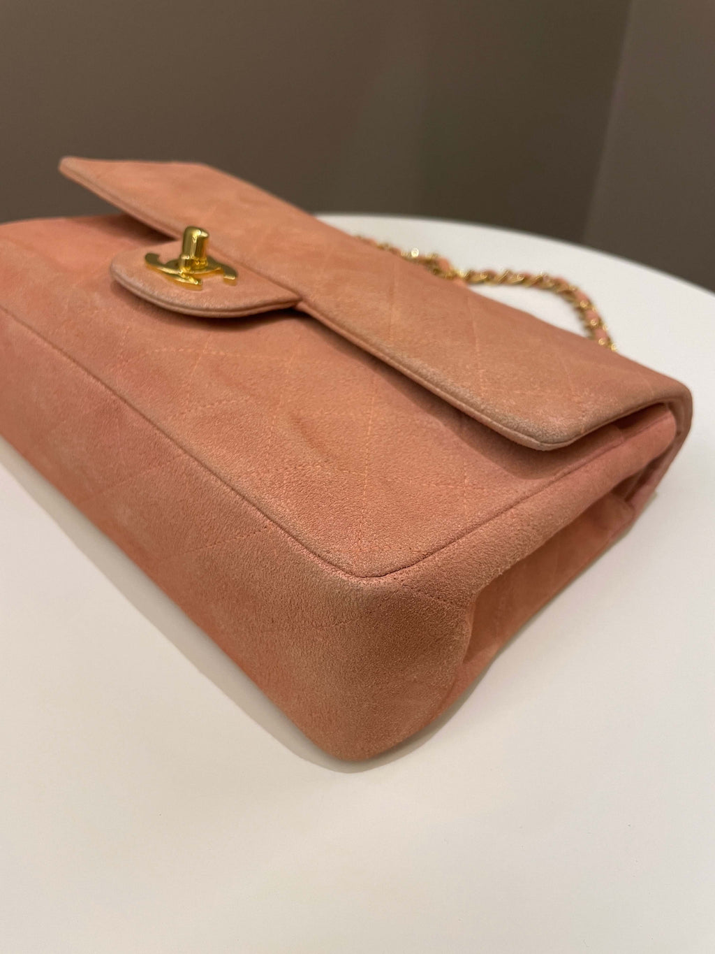 Chanel Vintage Classic Quilted Medium Flap Nude pink Suede