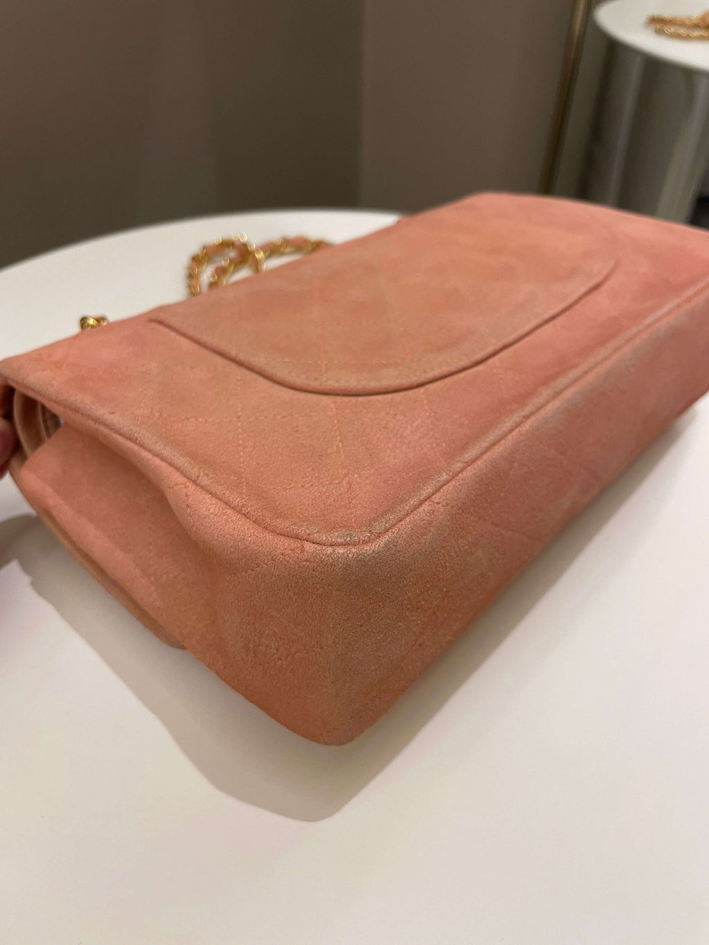 Chanel Vintage Classic Quilted Medium Flap Nude pink Suede