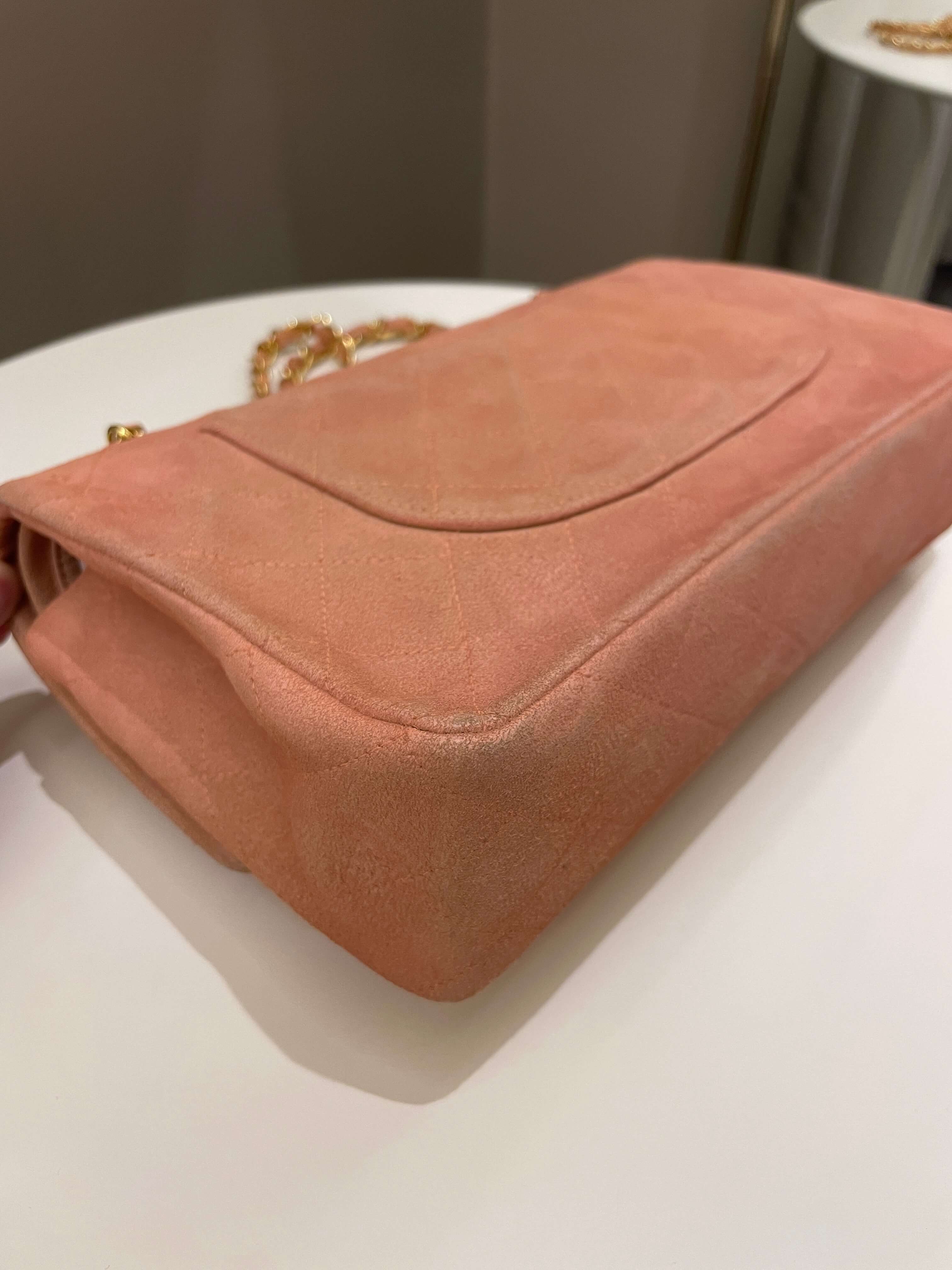 Chanel Vintage Classic Quilted Medium Flap Nude pink Suede