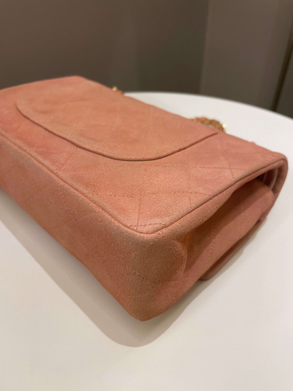 Chanel Vintage Classic Quilted Medium Flap Nude pink Suede