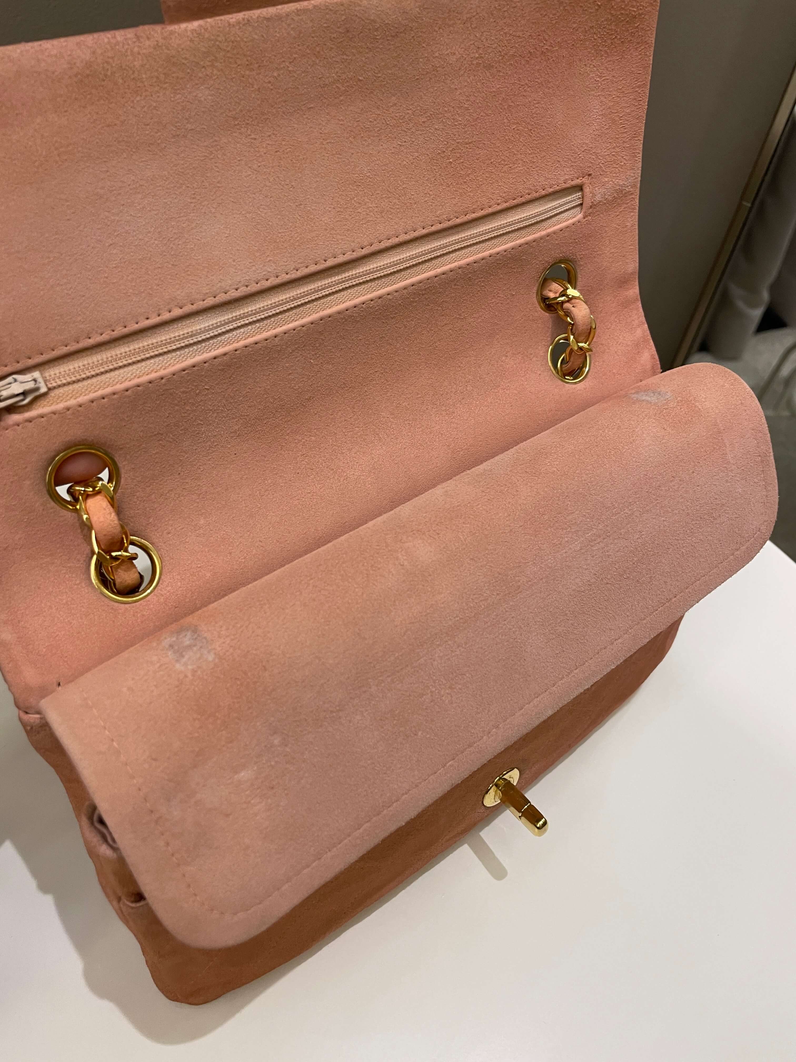 Chanel Vintage Classic Quilted Medium Flap Nude pink Suede