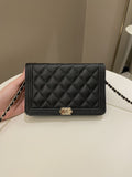 Chanel Quilted Boy Wallet On Chain Black Caviar