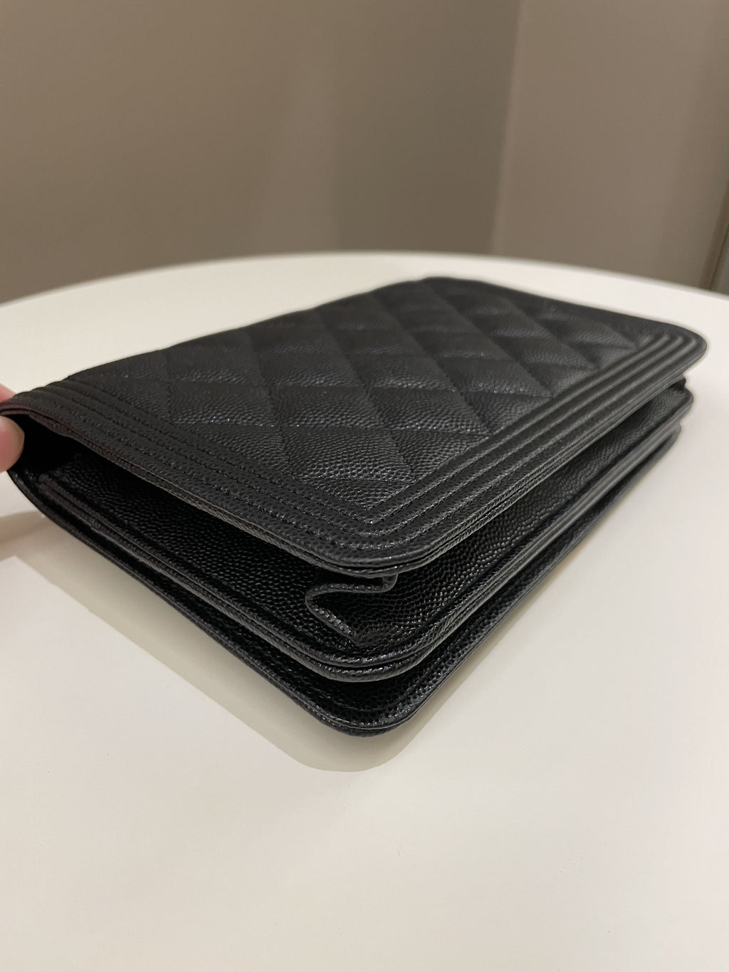 Chanel Quilted Boy Wallet On Chain Black Caviar