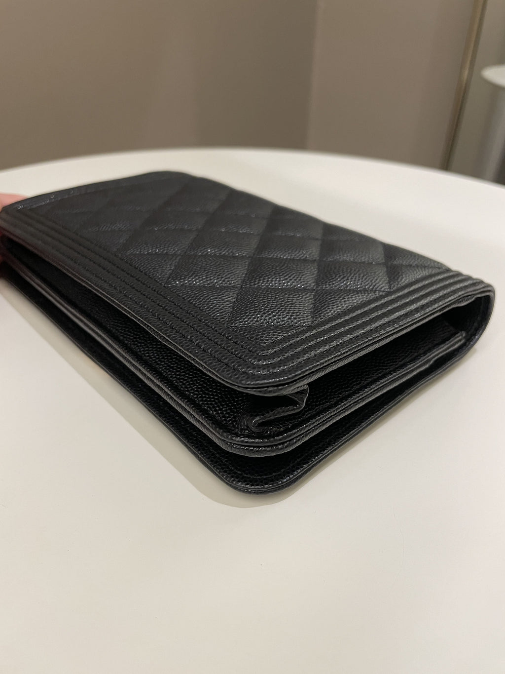 Chanel Quilted Boy Wallet On Chain Black Caviar