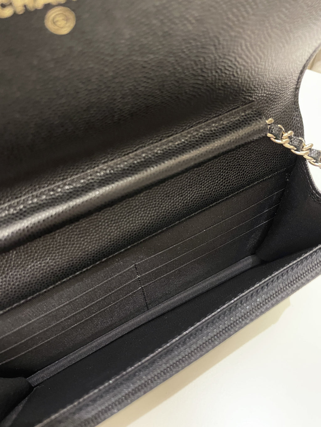 Chanel Quilted Boy Wallet On Chain Black Caviar