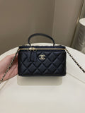 Chanel Quilted Mini Vanity Rectangular Top Handle Midnight Lambskin