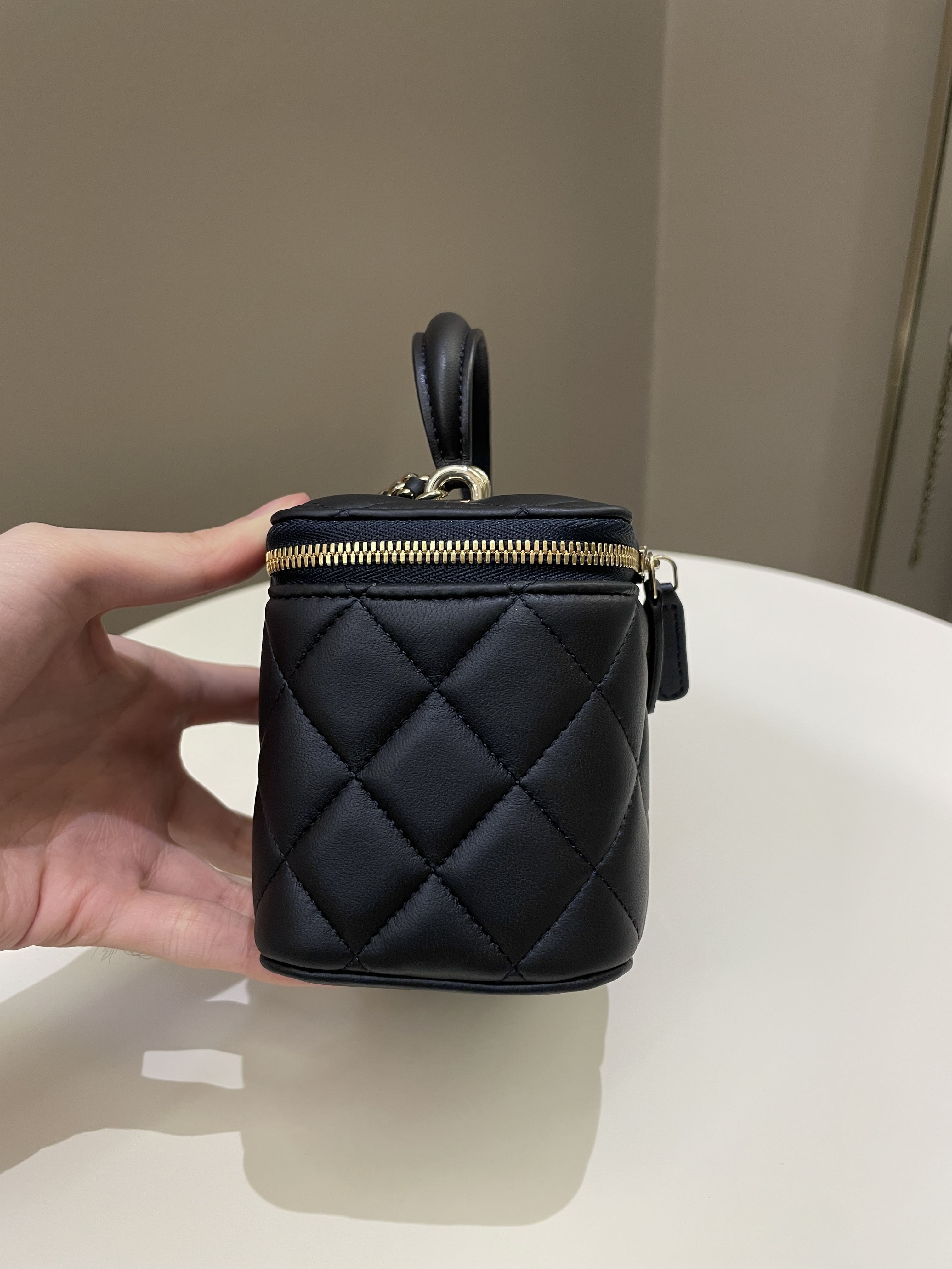 Chanel Quilted Mini Vanity Rectangular Top Handle Midnight Lambskin