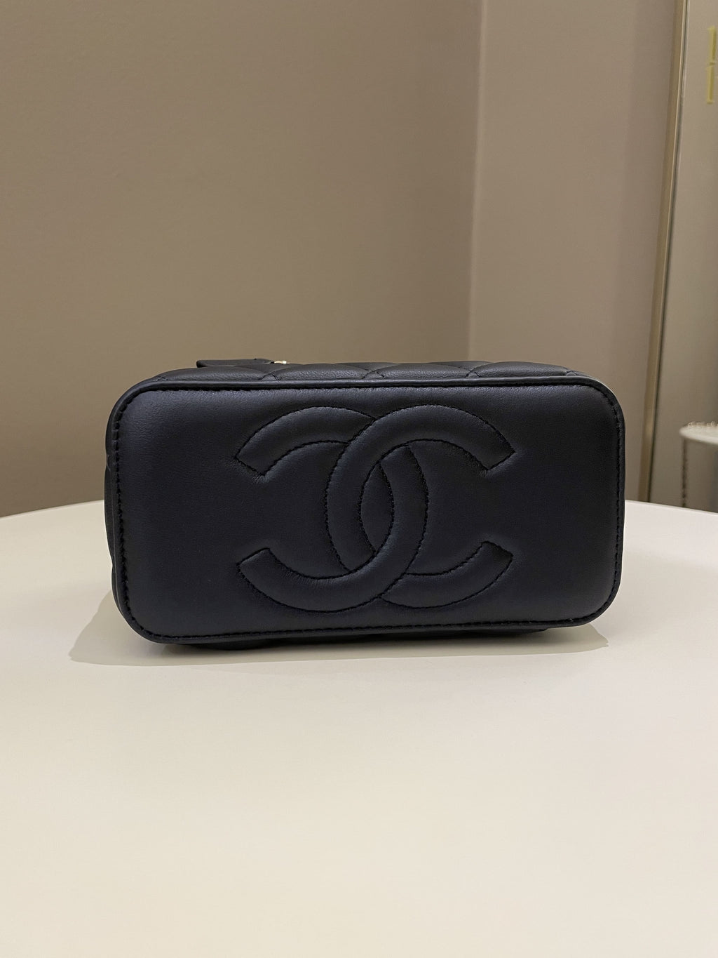 Chanel Quilted Mini Vanity Rectangular Top Handle Midnight Lambskin