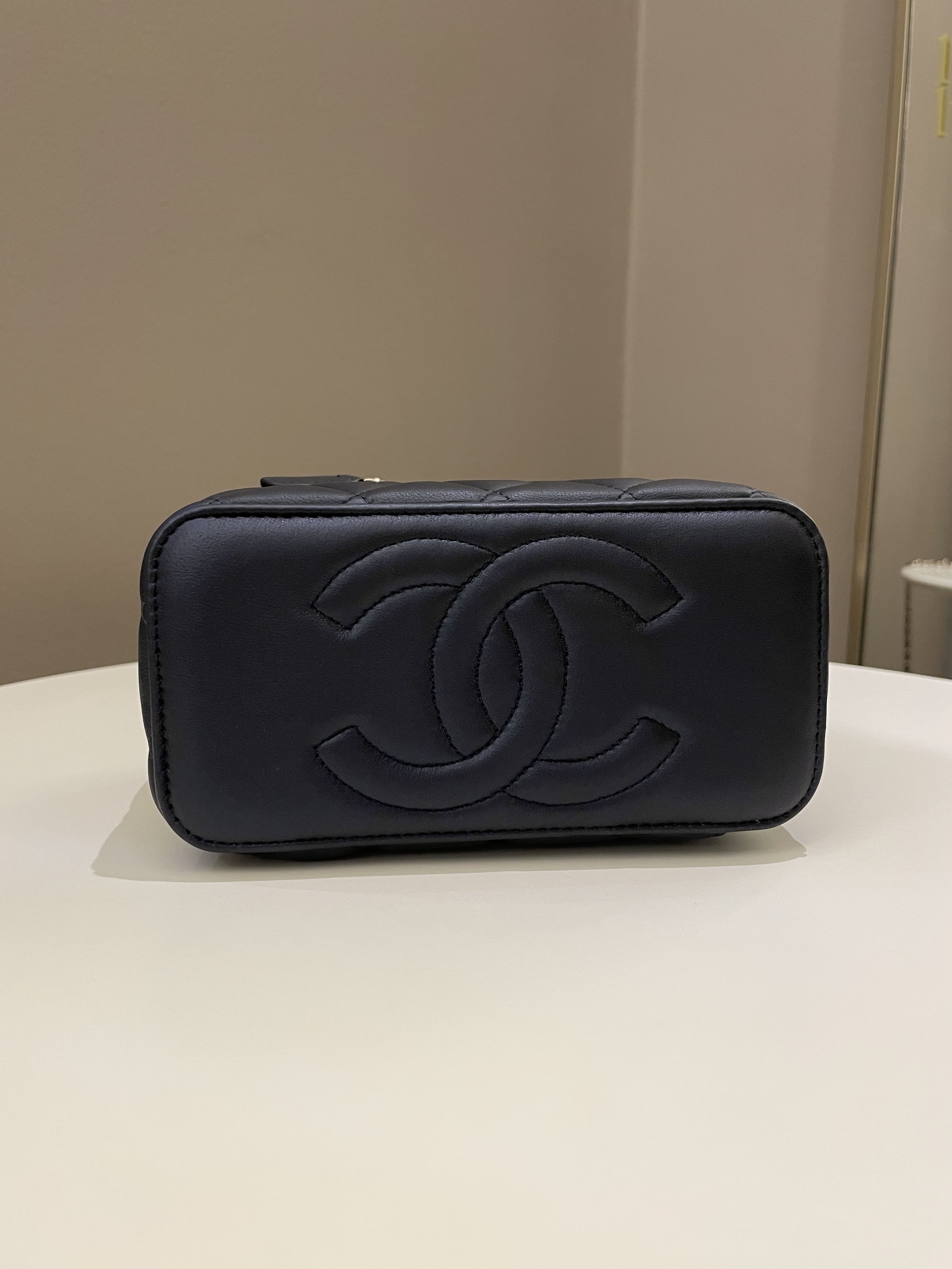 Chanel Quilted Mini Vanity Rectangular Top Handle Midnight Lambskin