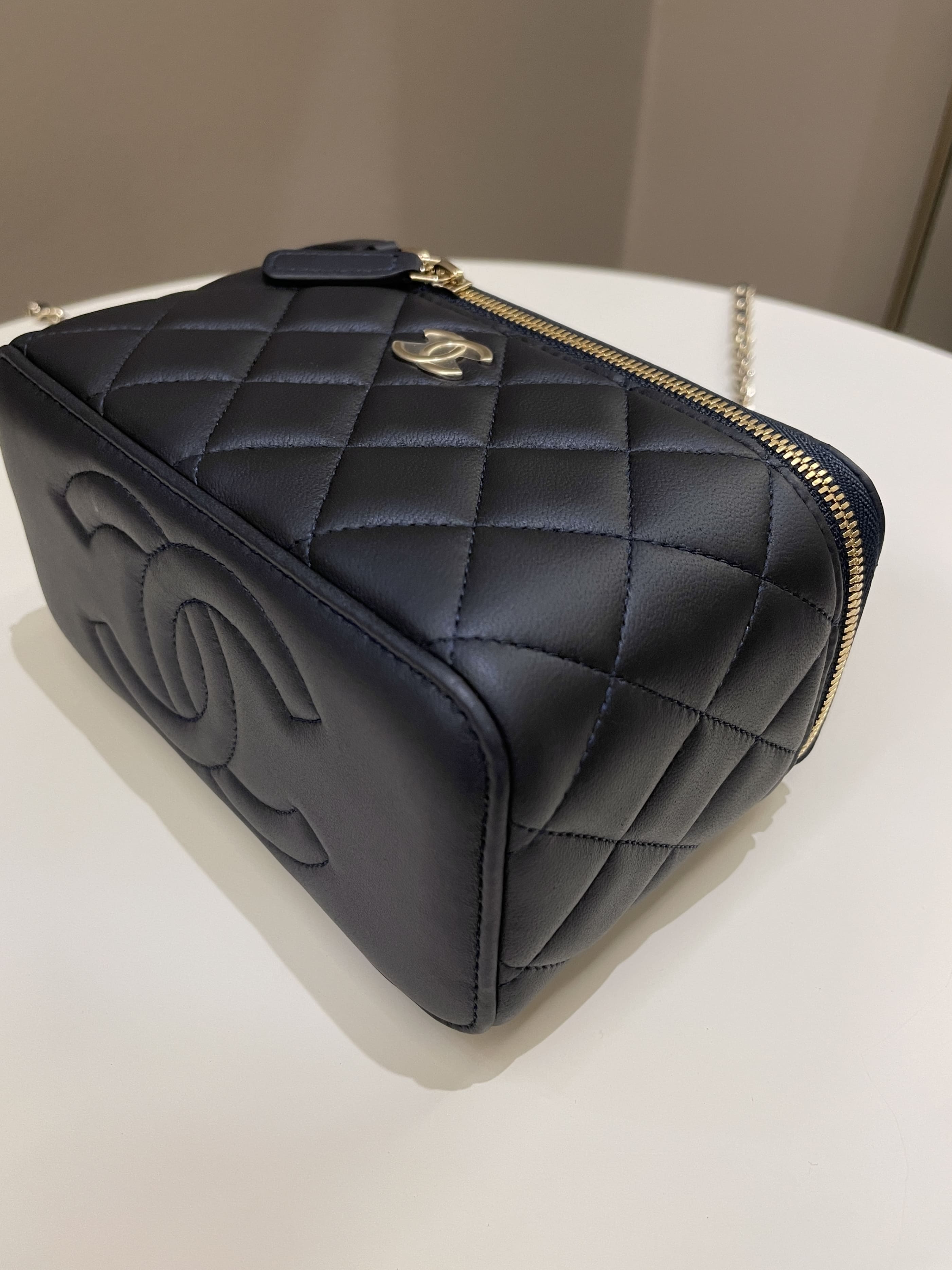 Chanel Quilted Mini Vanity Rectangular Top Handle Midnight Lambskin