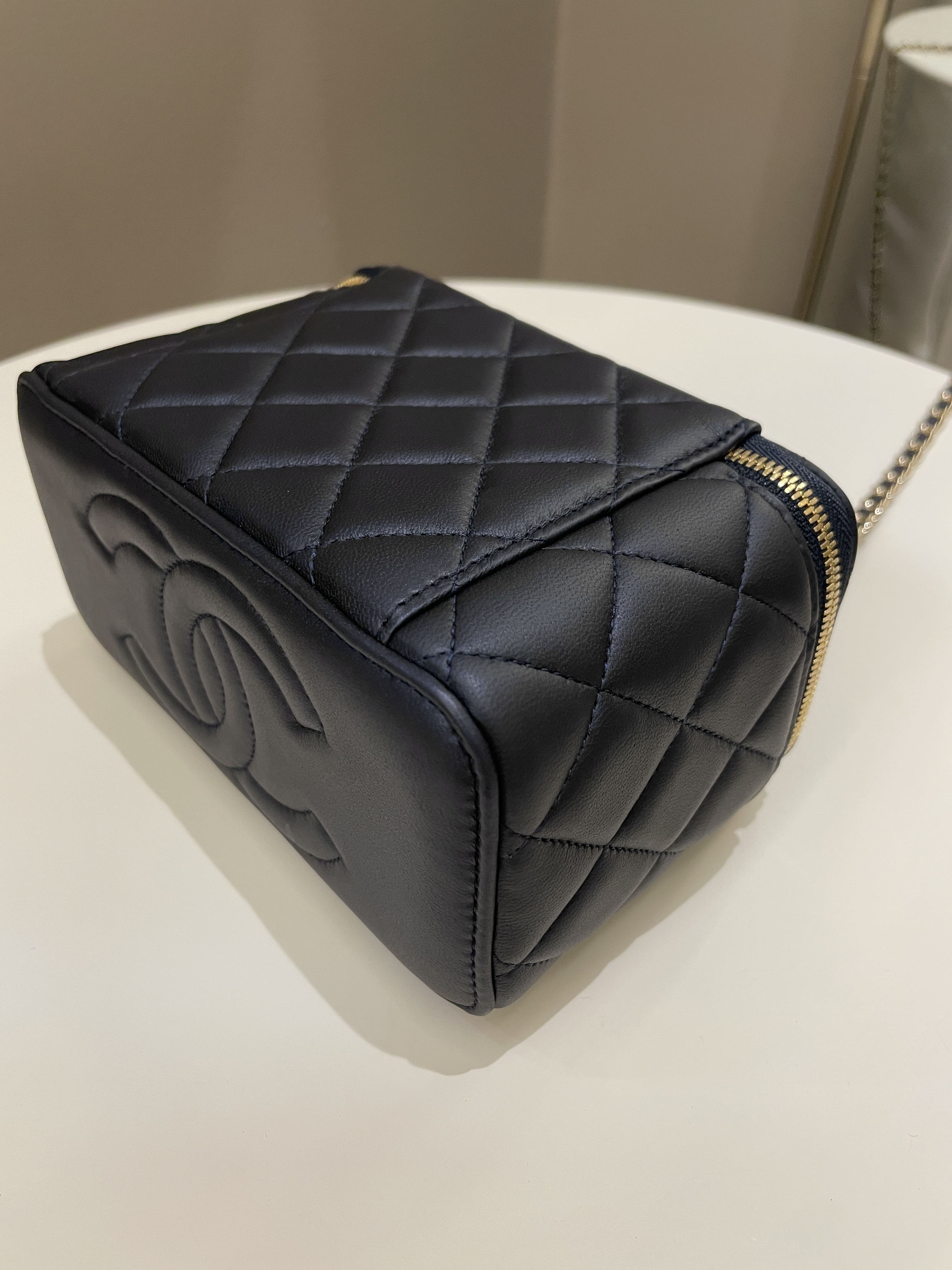 Chanel Quilted Mini Vanity Rectangular Top Handle Midnight Lambskin