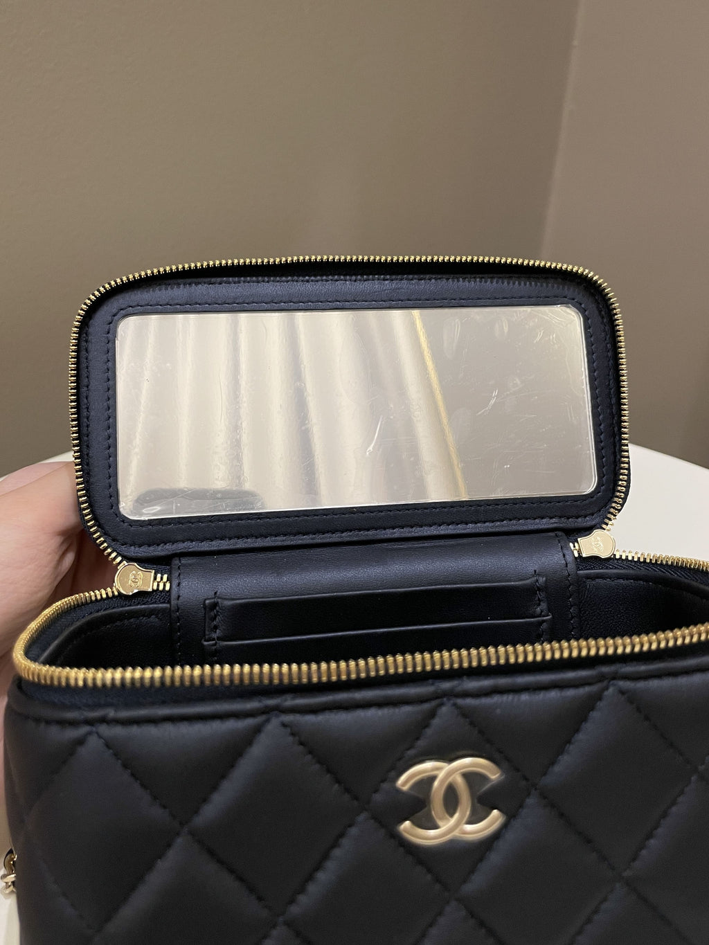 Chanel Quilted Mini Vanity Rectangular Top Handle Midnight Lambskin