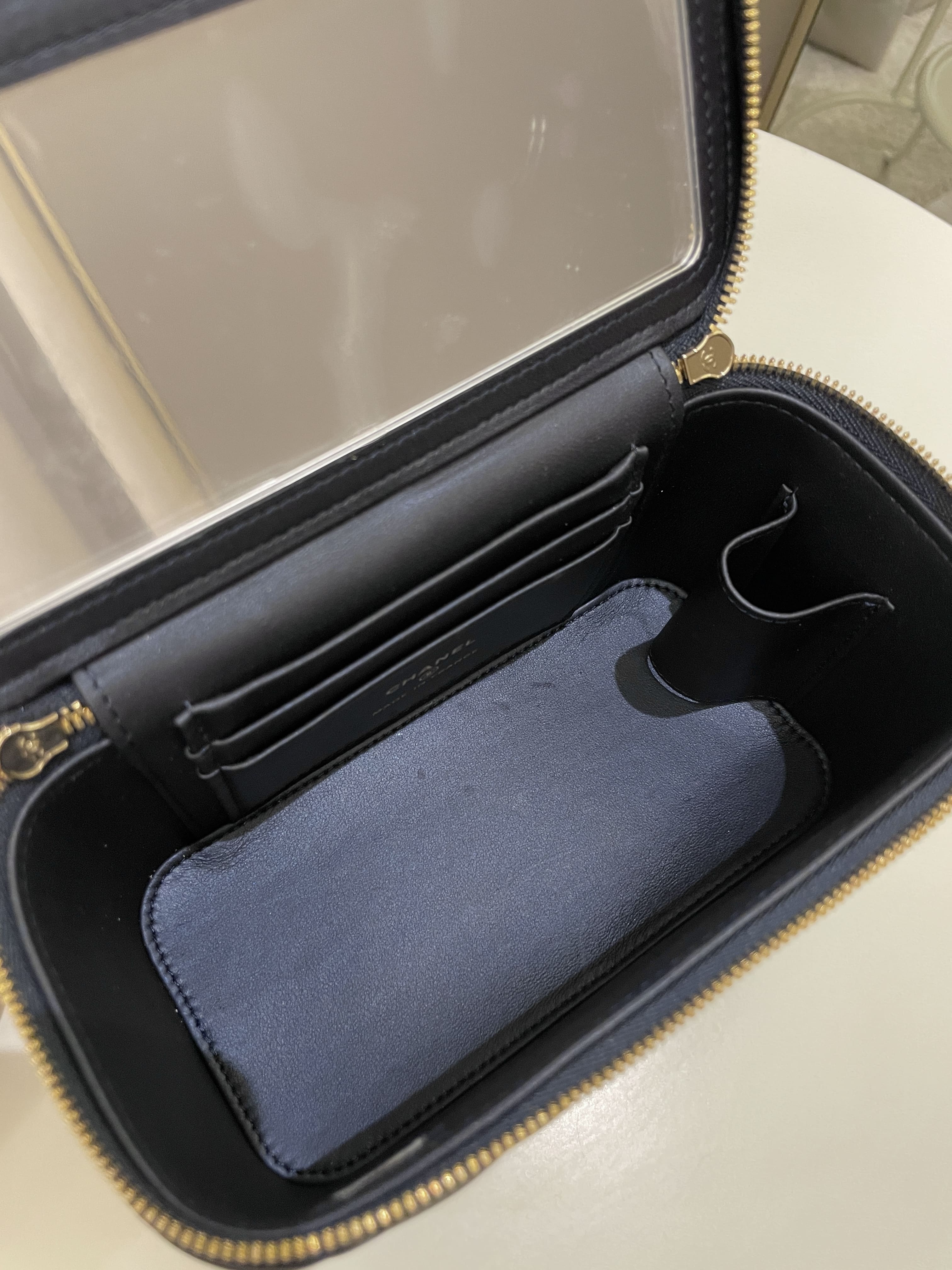 Chanel Quilted Mini Vanity Rectangular Top Handle Midnight Lambskin
