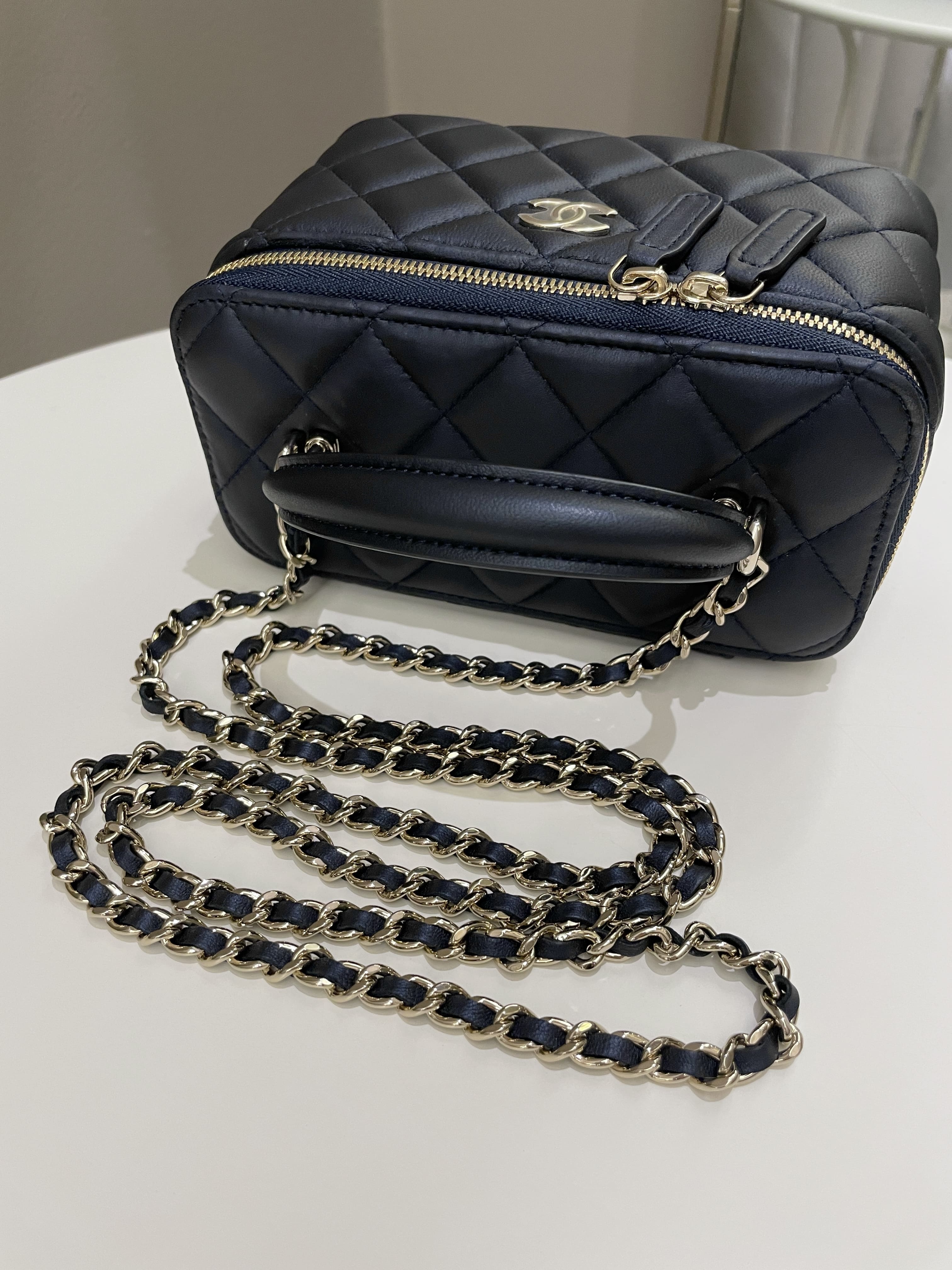 Chanel Quilted Mini Vanity Rectangular Top Handle Midnight Lambskin