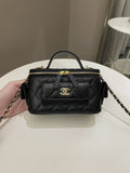 Chanel Polly Pocket Multi Pocket Vanity Case Bag Black Caviar