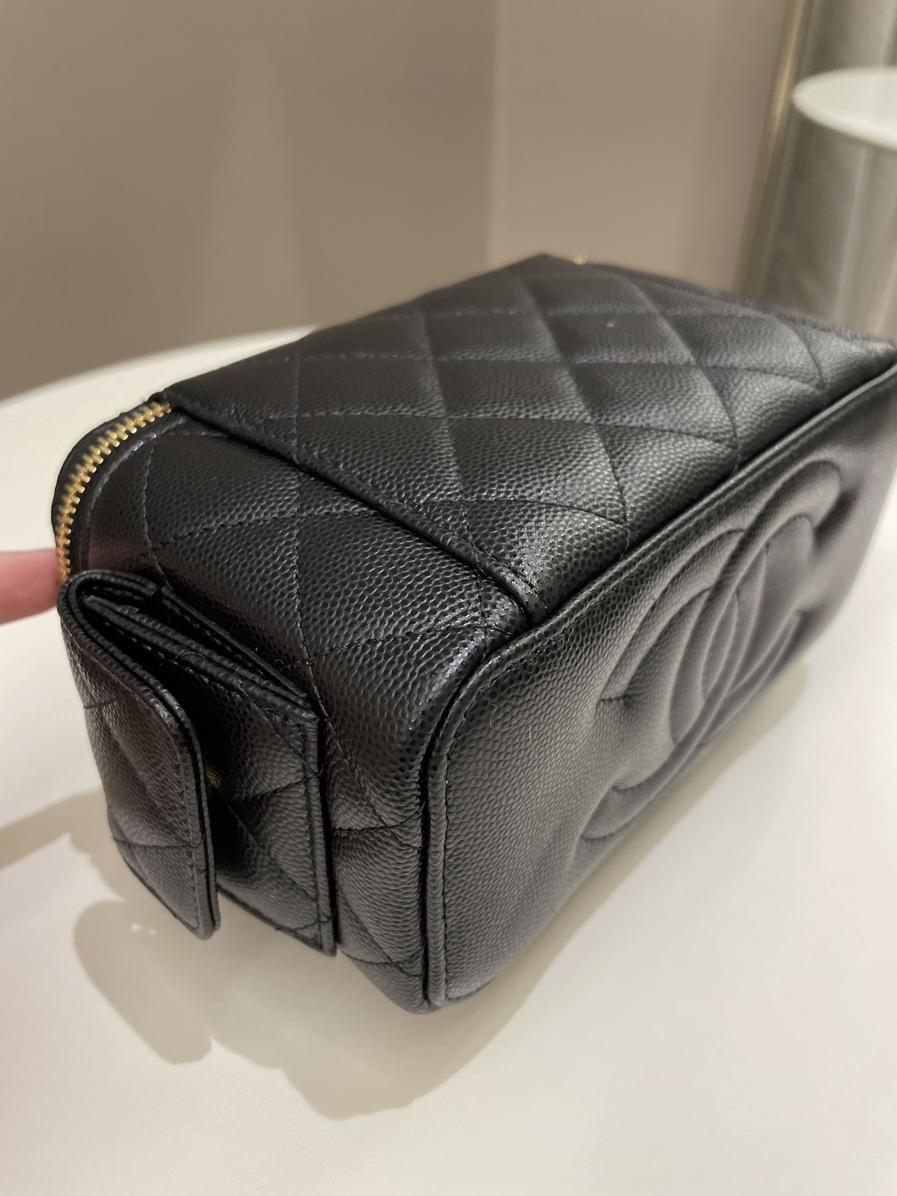 Chanel Polly Pocket Multi Pocket Vanity Case Bag Black Caviar