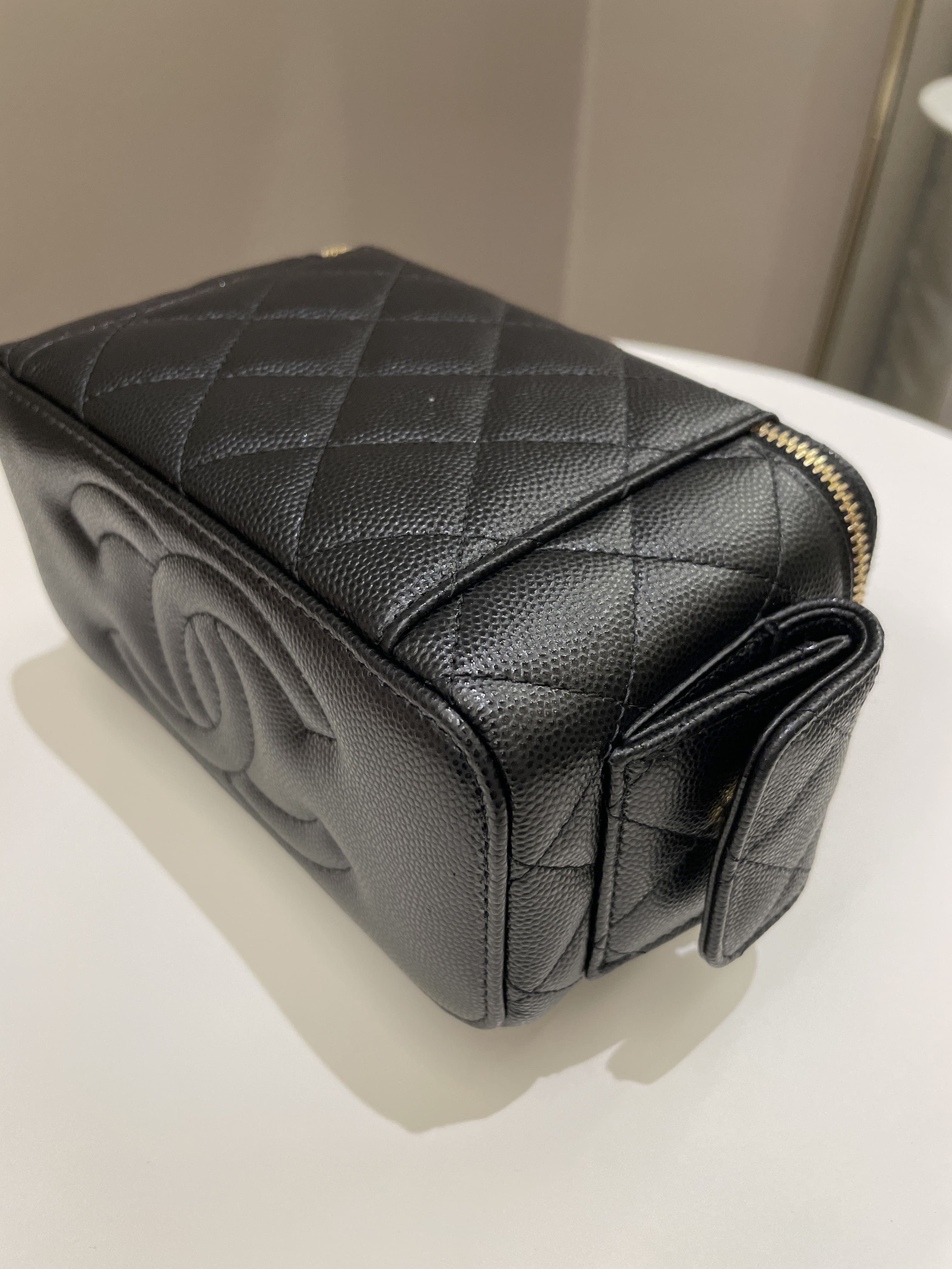 Chanel Polly Pocket Multi Pocket Vanity Case Bag Black Caviar