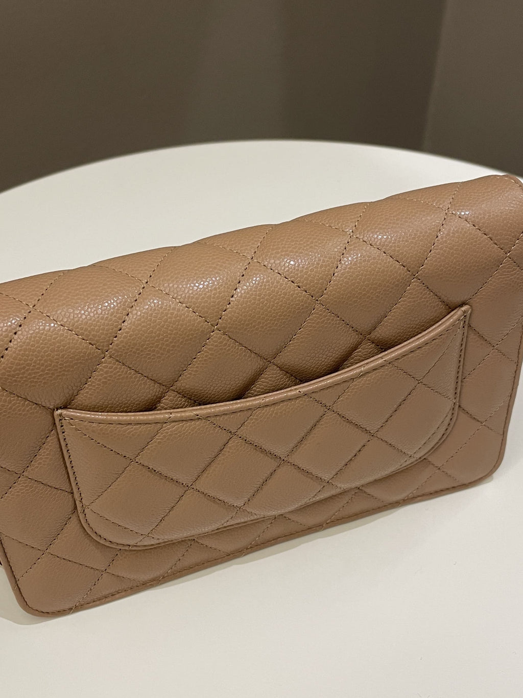 Chanel Classic Quilted Wallet on Chain Dark Nude Beige Caviar