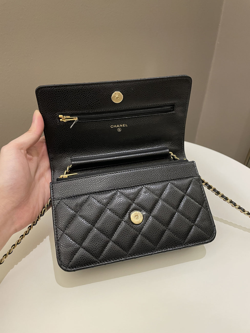 Chanel Classic Quilted Wallet on Chain Black Caviar