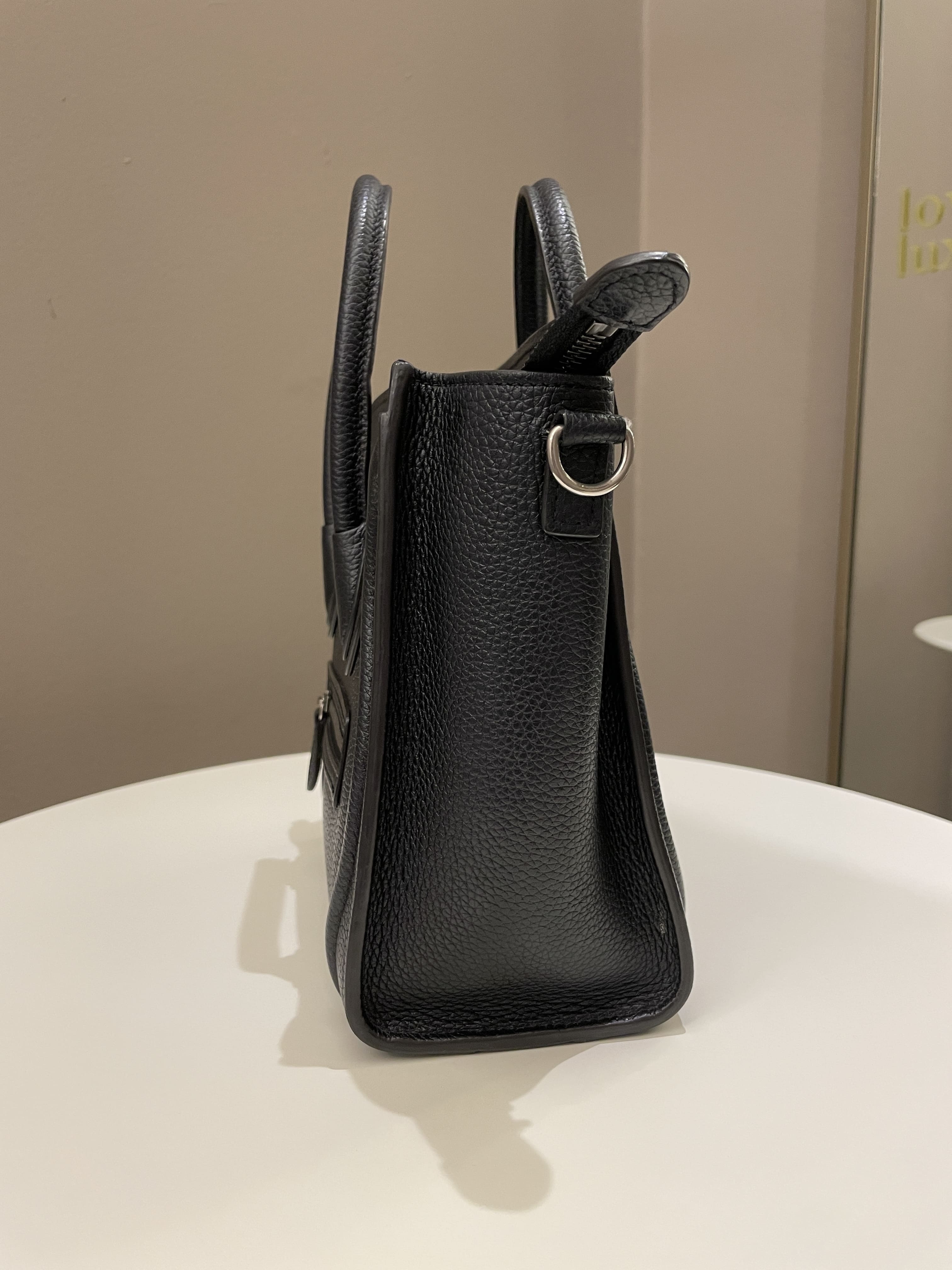 Celine Nano Luggage Black Grainy Calfskin