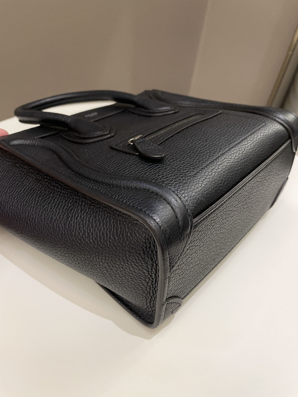 Celine Nano Luggage Black Grainy Calfskin