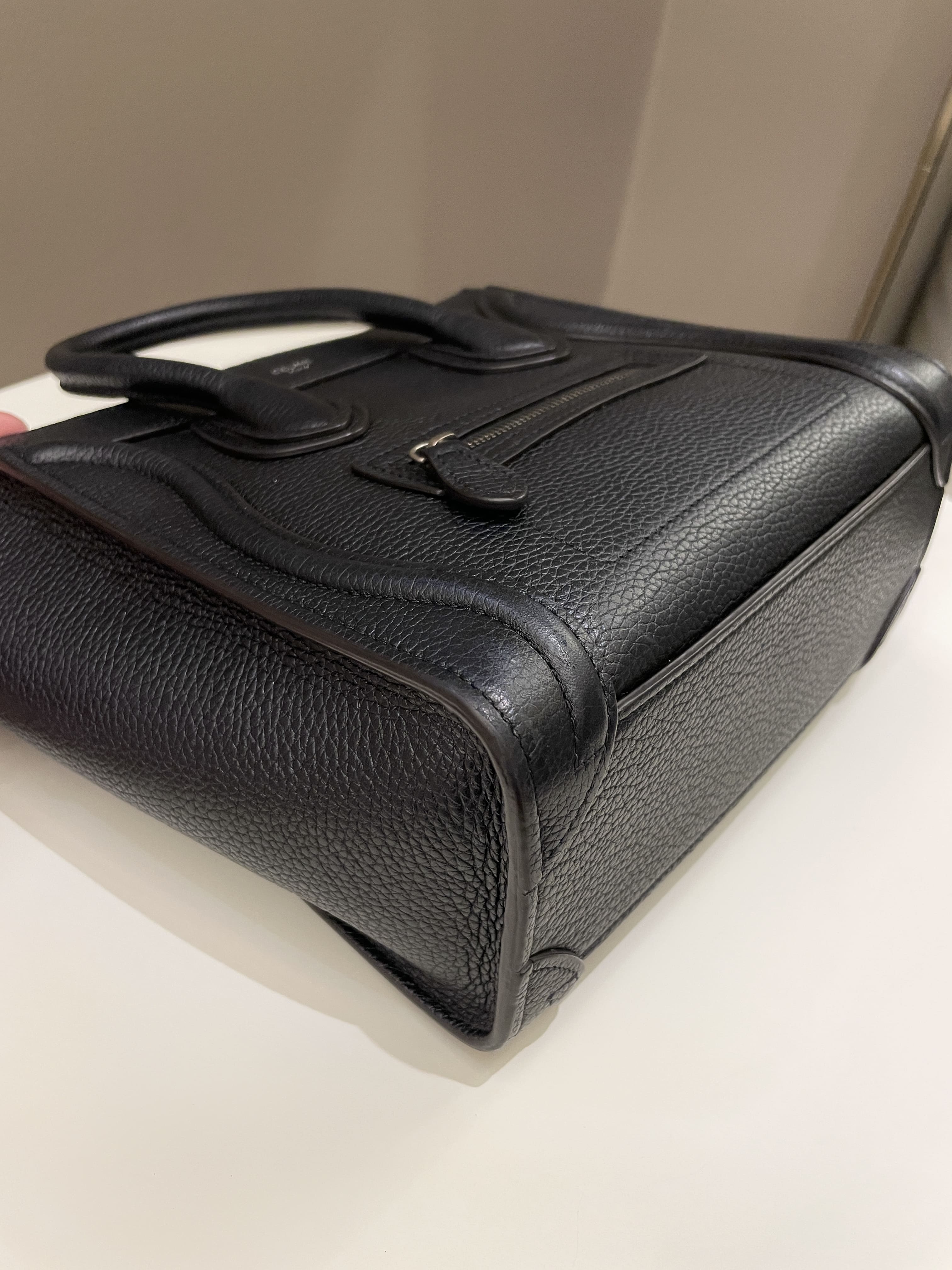 Celine Nano Luggage Black Grainy Calfskin