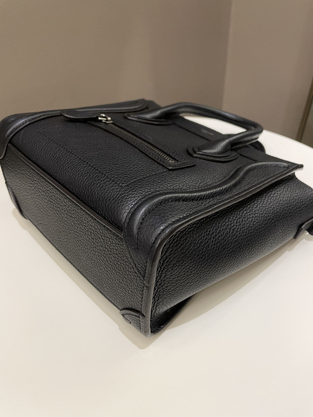 Celine Nano Luggage Black Grainy Calfskin