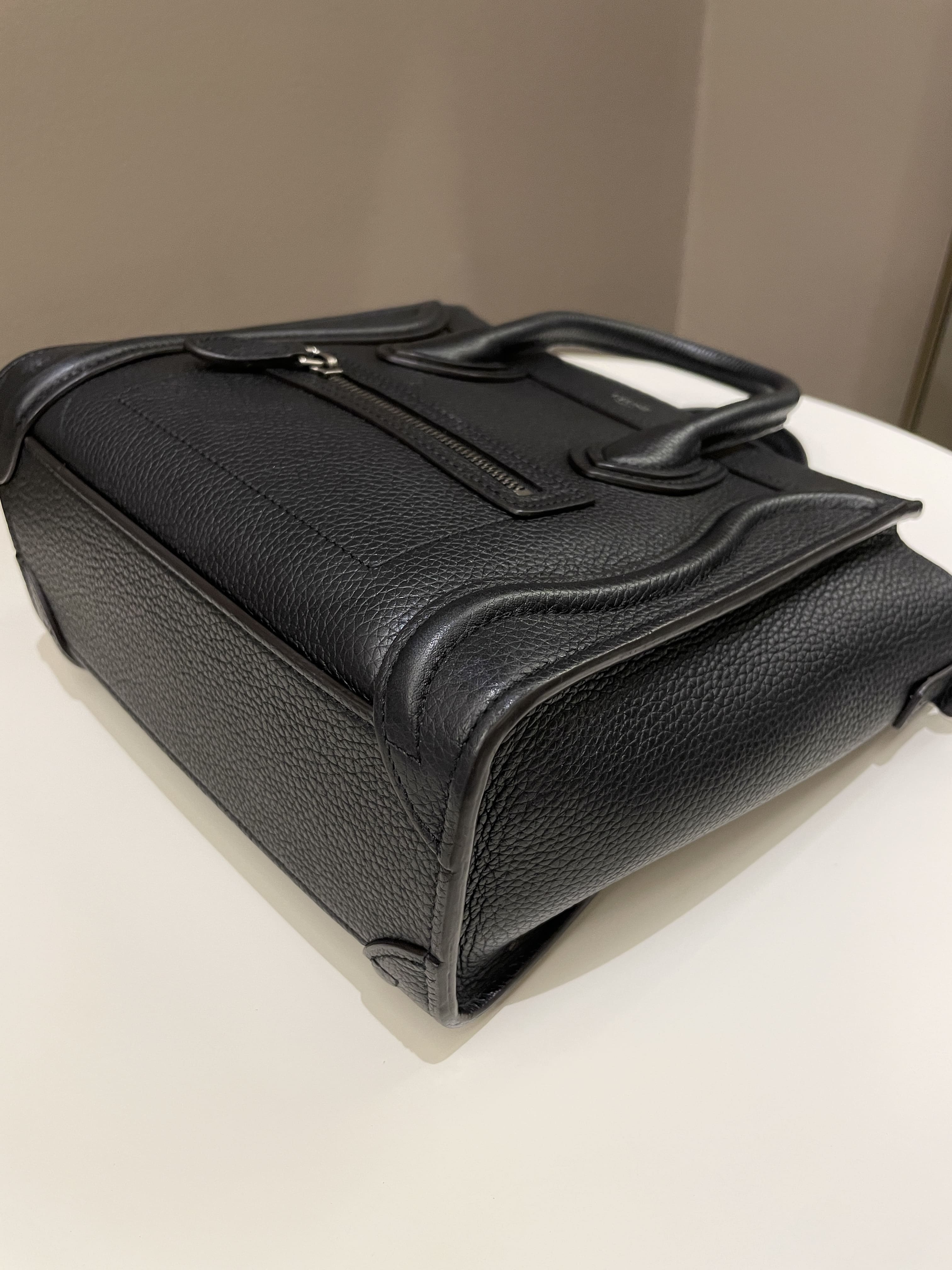 Celine Nano Luggage Black Grainy Calfskin