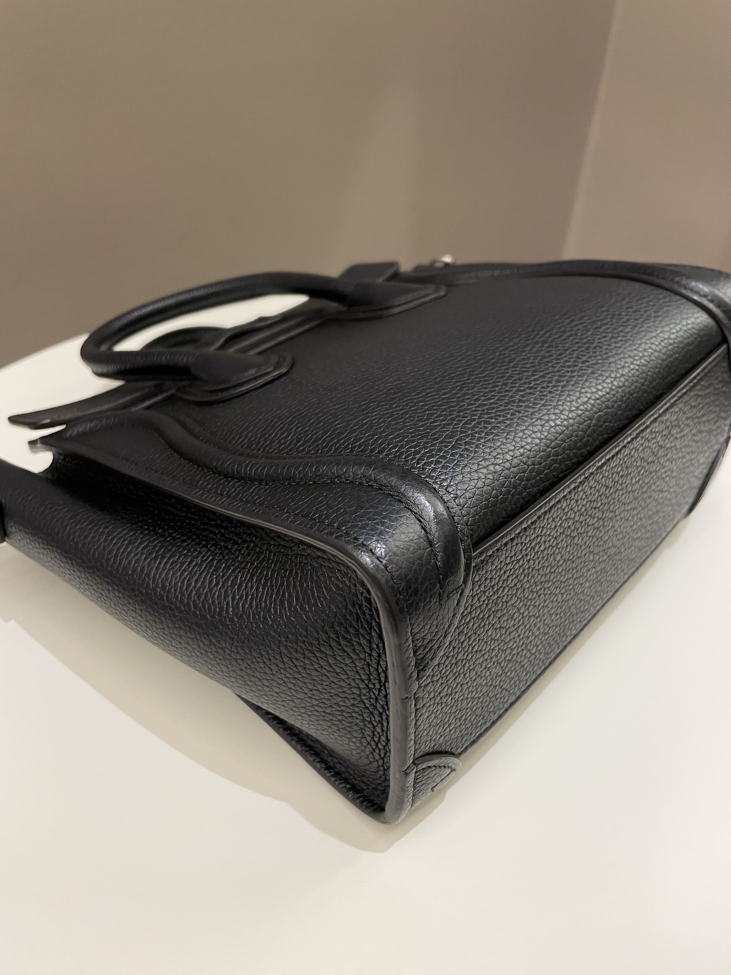 Celine Nano Luggage Black Grainy Calfskin