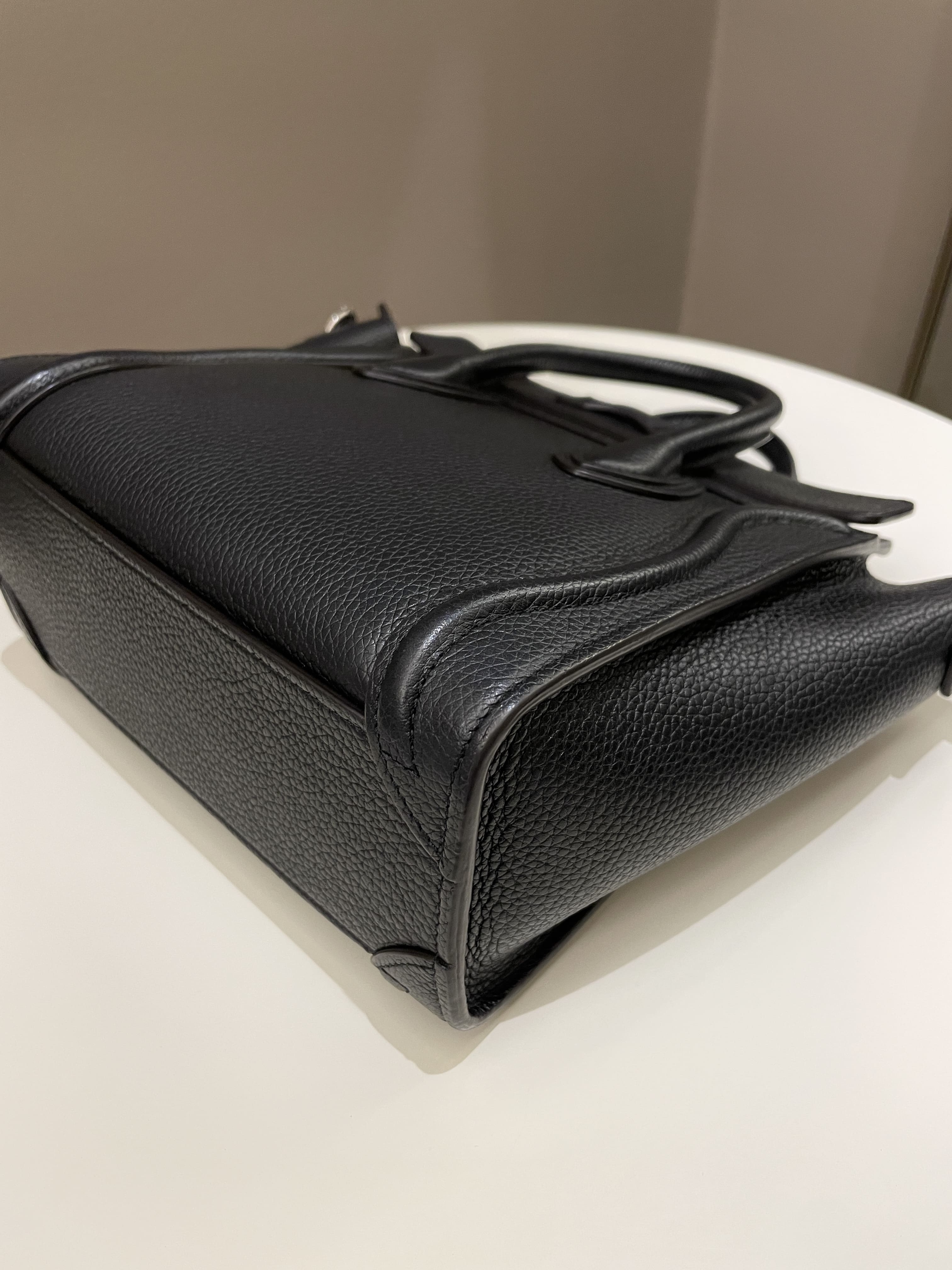 Celine Nano Luggage Black Grainy Calfskin