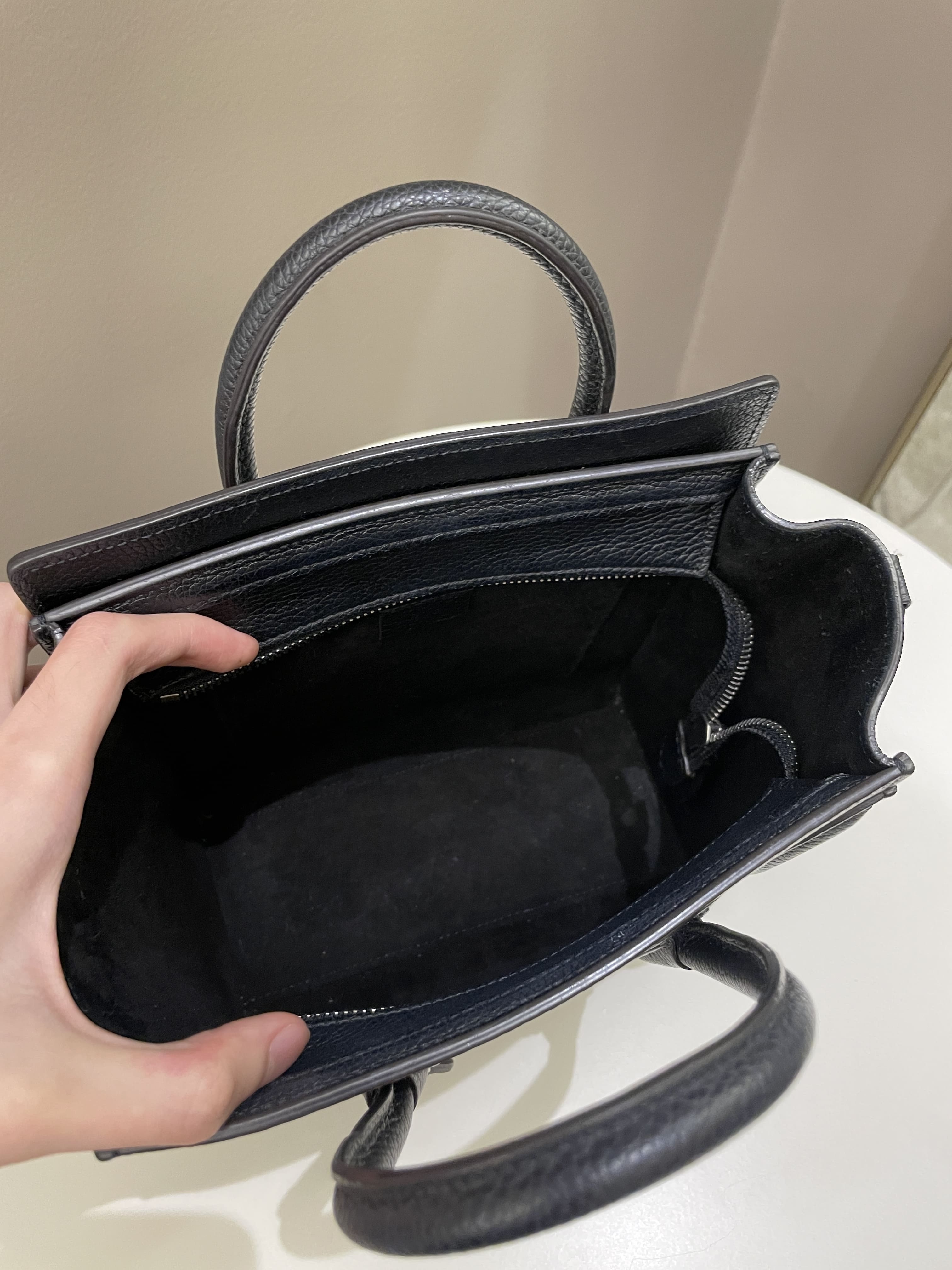 Celine Nano Luggage Black Grainy Calfskin