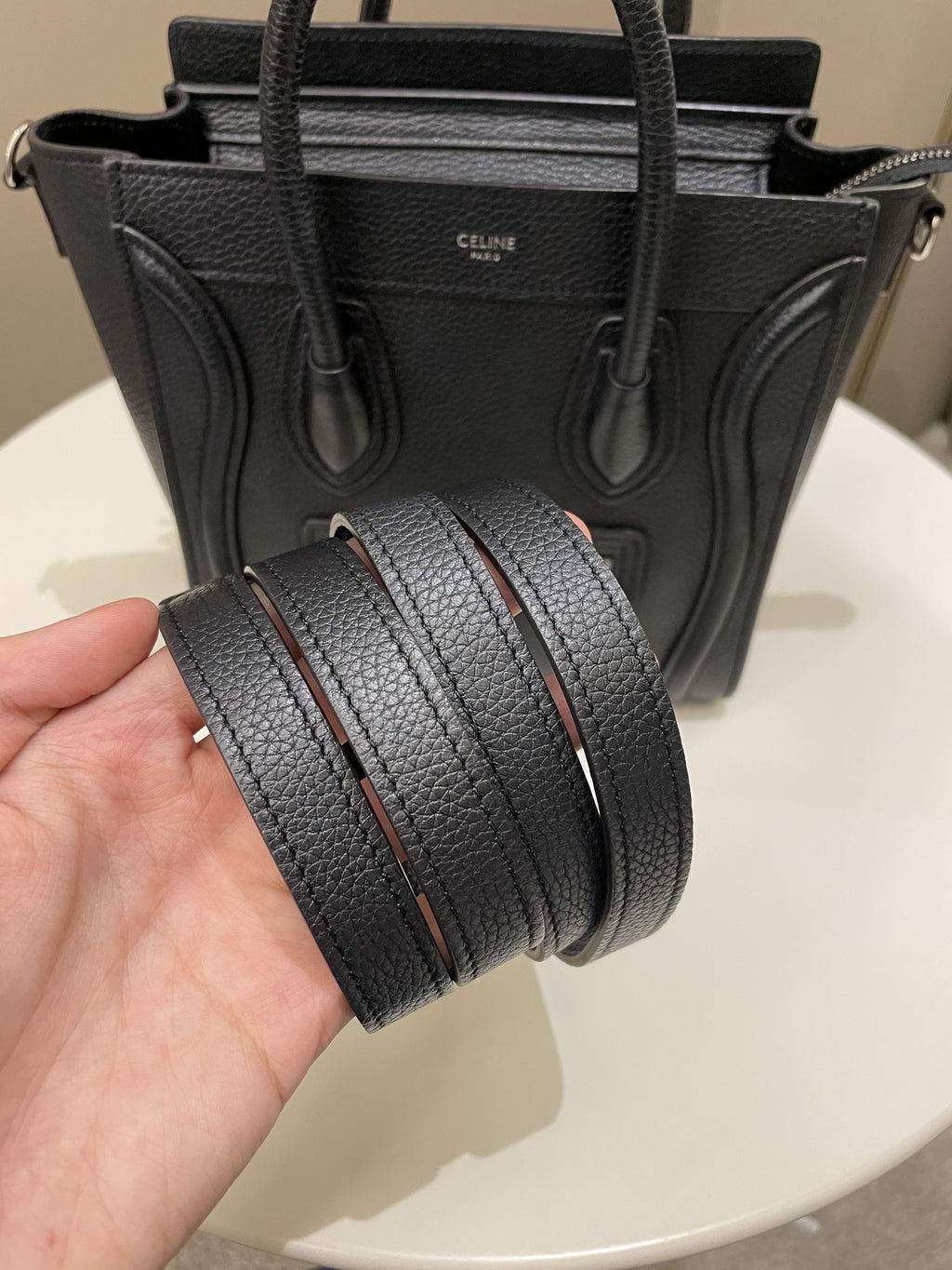 Celine Nano Luggage Black Grainy Calfskin