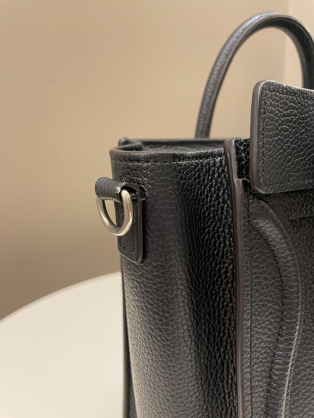 Celine Nano Luggage Black Grainy Calfskin