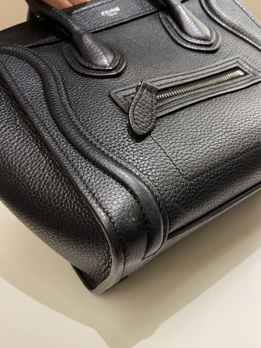 Celine Nano Luggage Black Grainy Calfskin