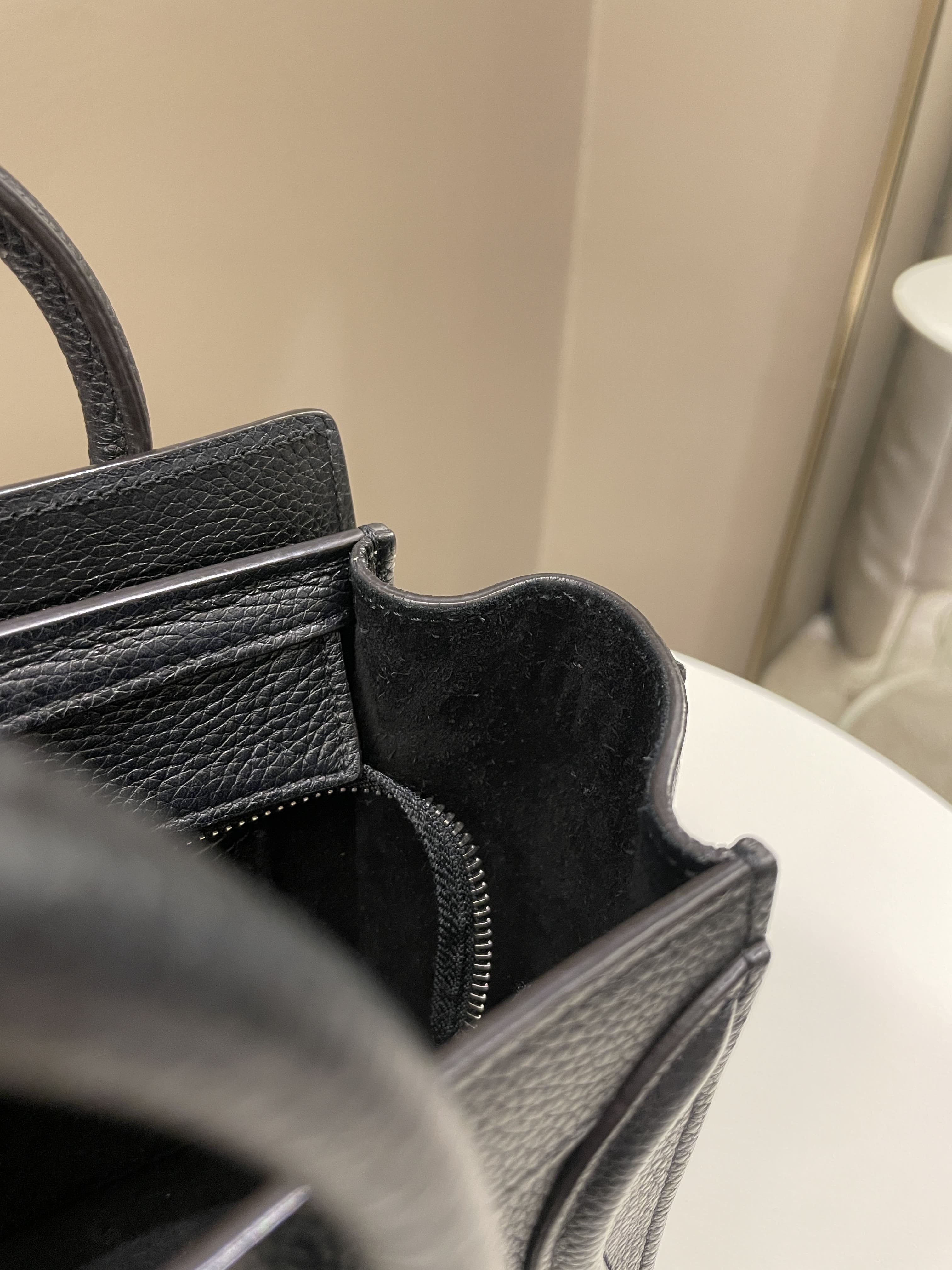 Celine Nano Luggage Black Grainy Calfskin