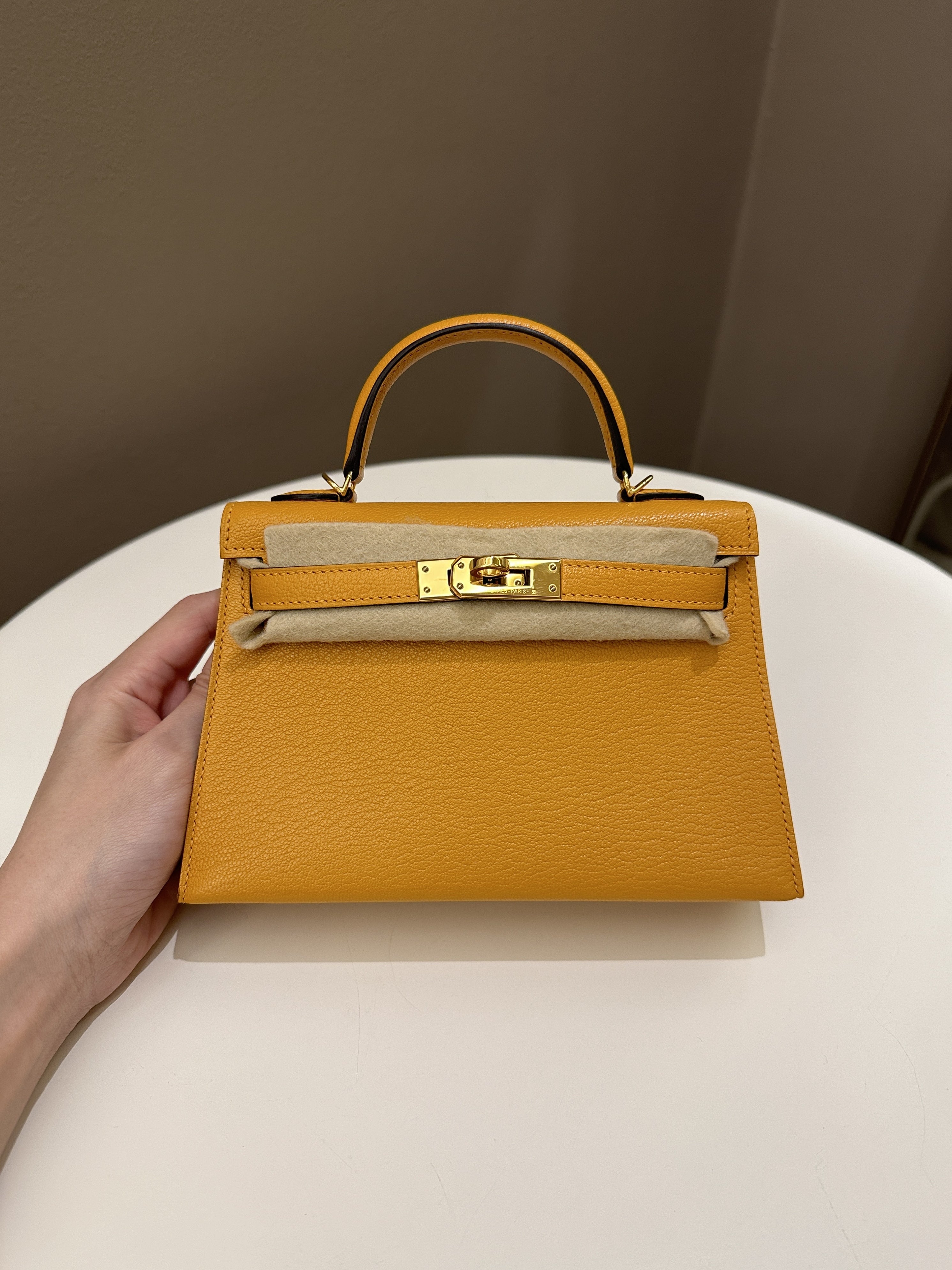 Hermes Mini Kelly 20 Moutarde ChÃƒÆ’Ã‚Â¨vre