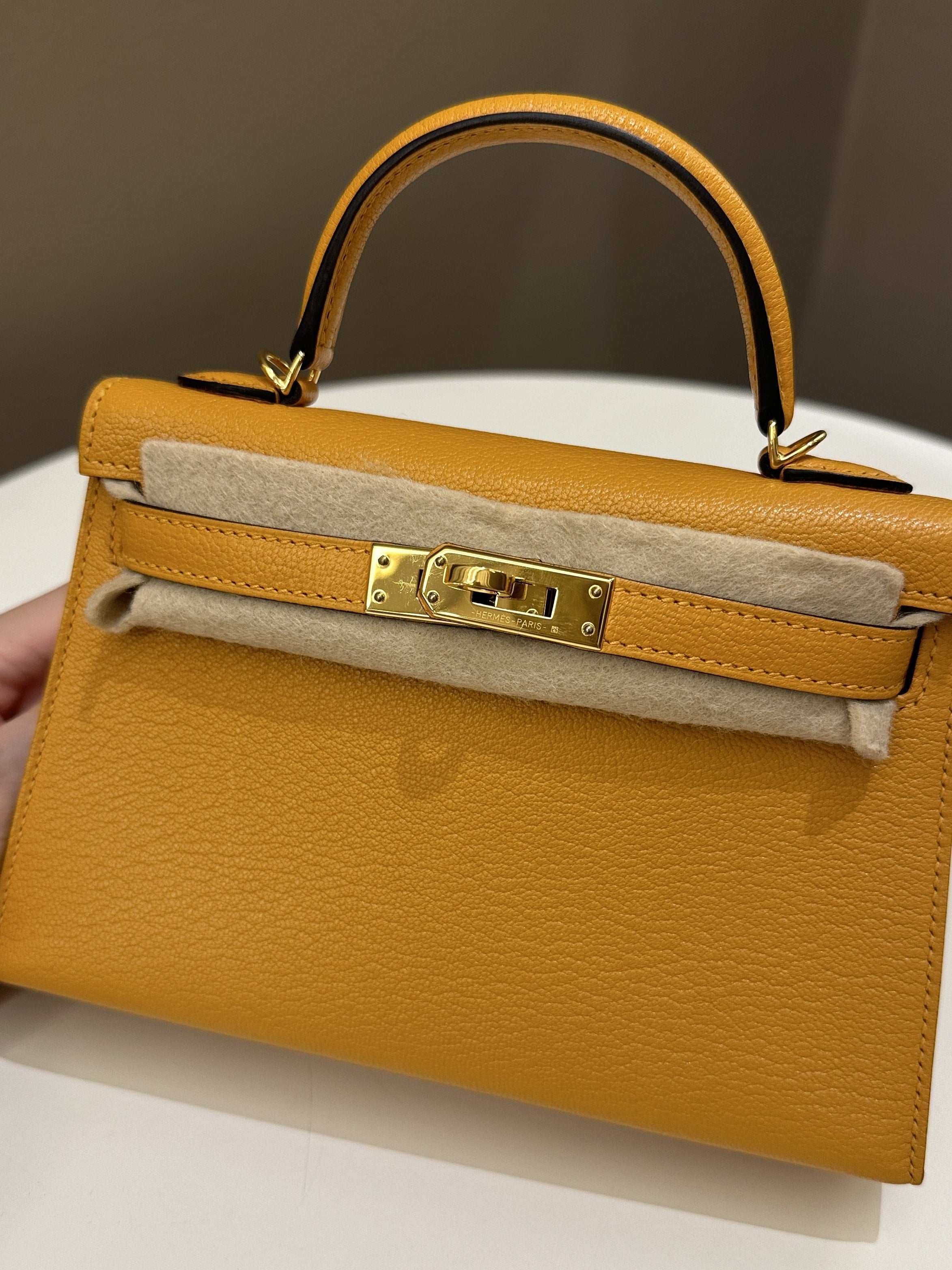 Hermes Mini Kelly 20 Moutarde ChÃƒÆ’Ã‚Â¨vre