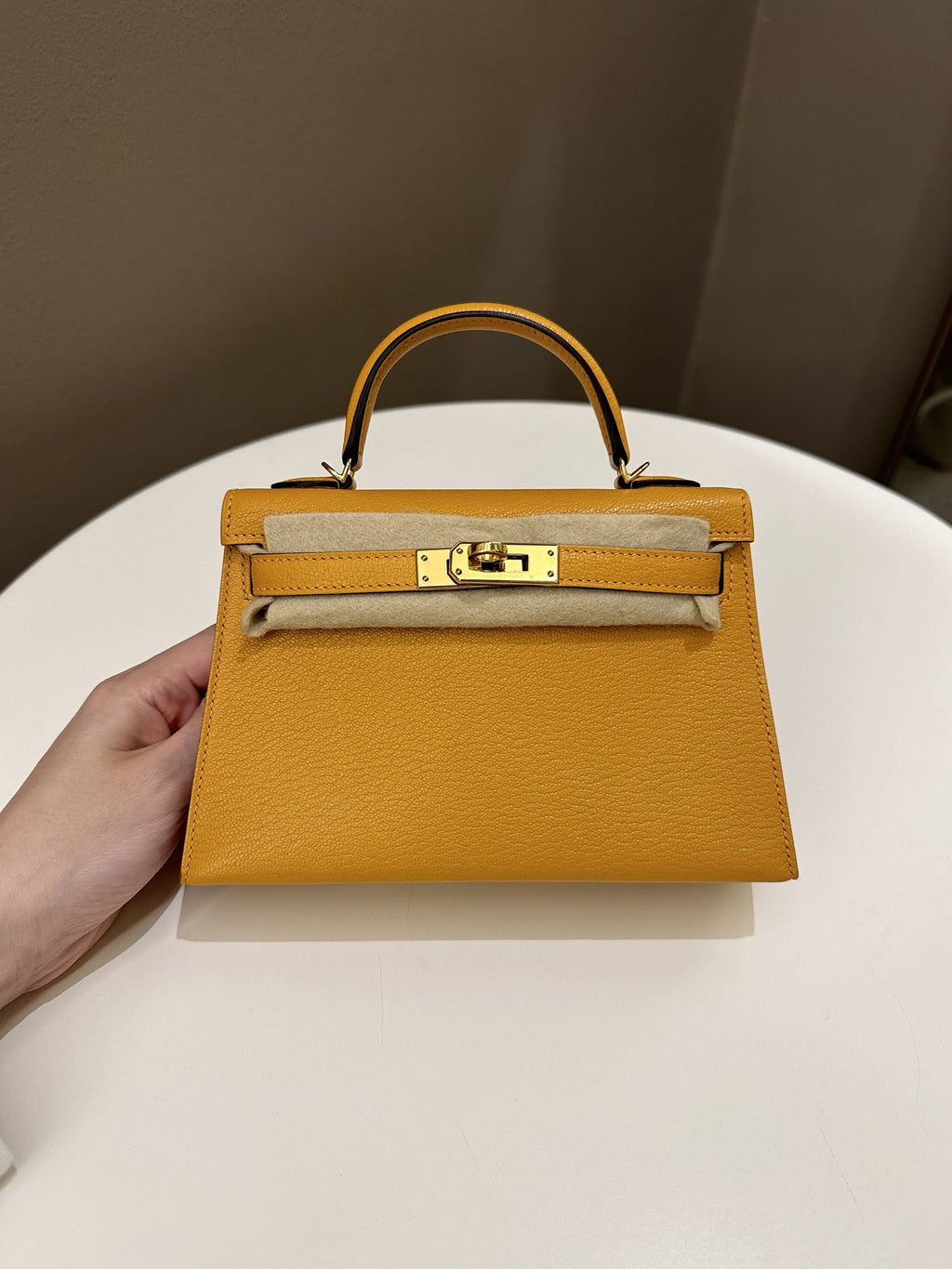 Hermes Mini Kelly 20 Moutarde ChÃƒÆ’Ã‚Â¨vre