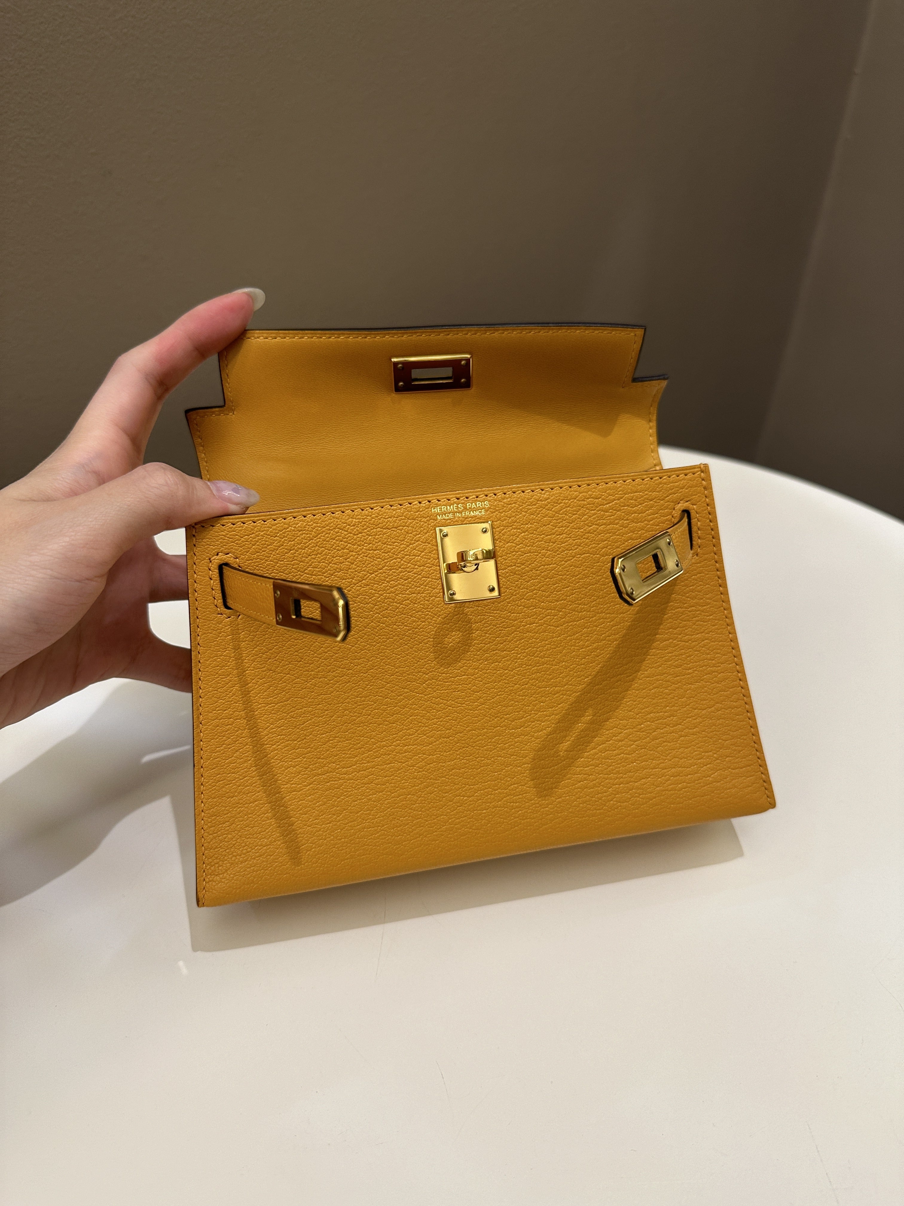 Hermes Mini Kelly 20 Moutarde ChÃƒÆ’Ã‚Â¨vre