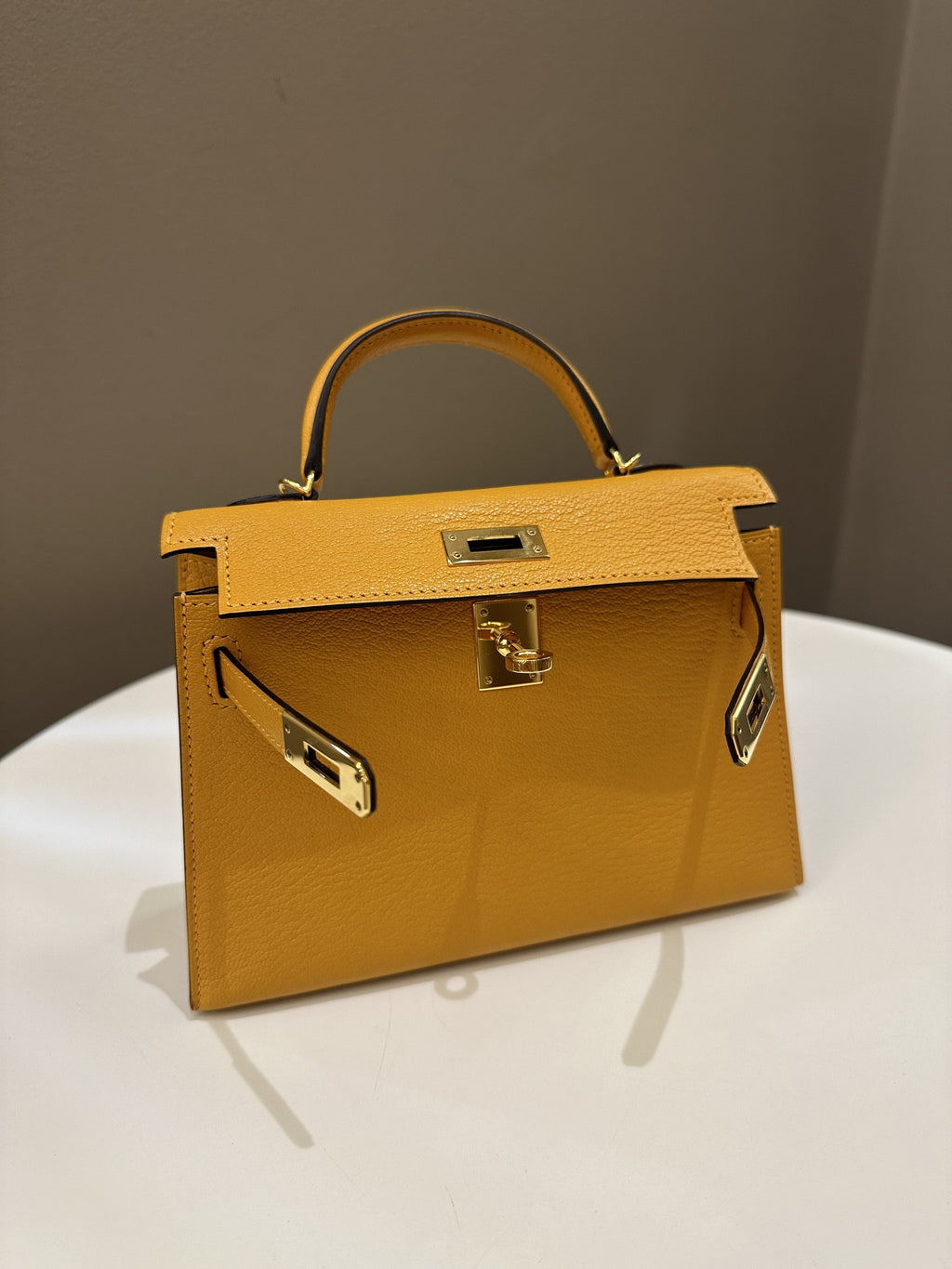 Hermes Mini Kelly 20 Moutarde ChÃƒÆ’Ã‚Â¨vre